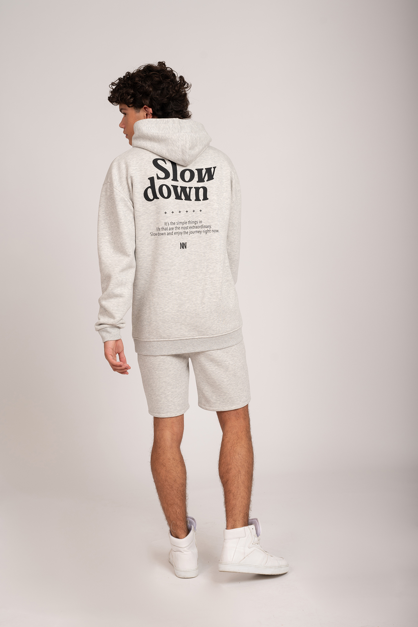 SLOW DOWN HOODIE GREY MELANGE 2