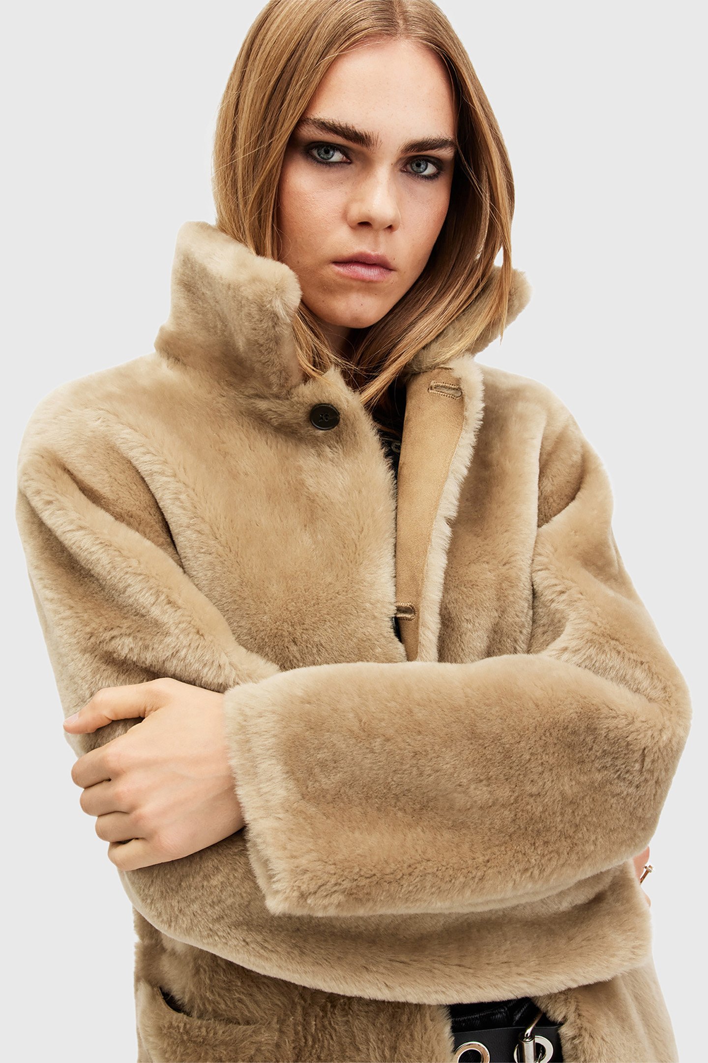 SERRA SHEARLING COAT TAUPE BROWN 9