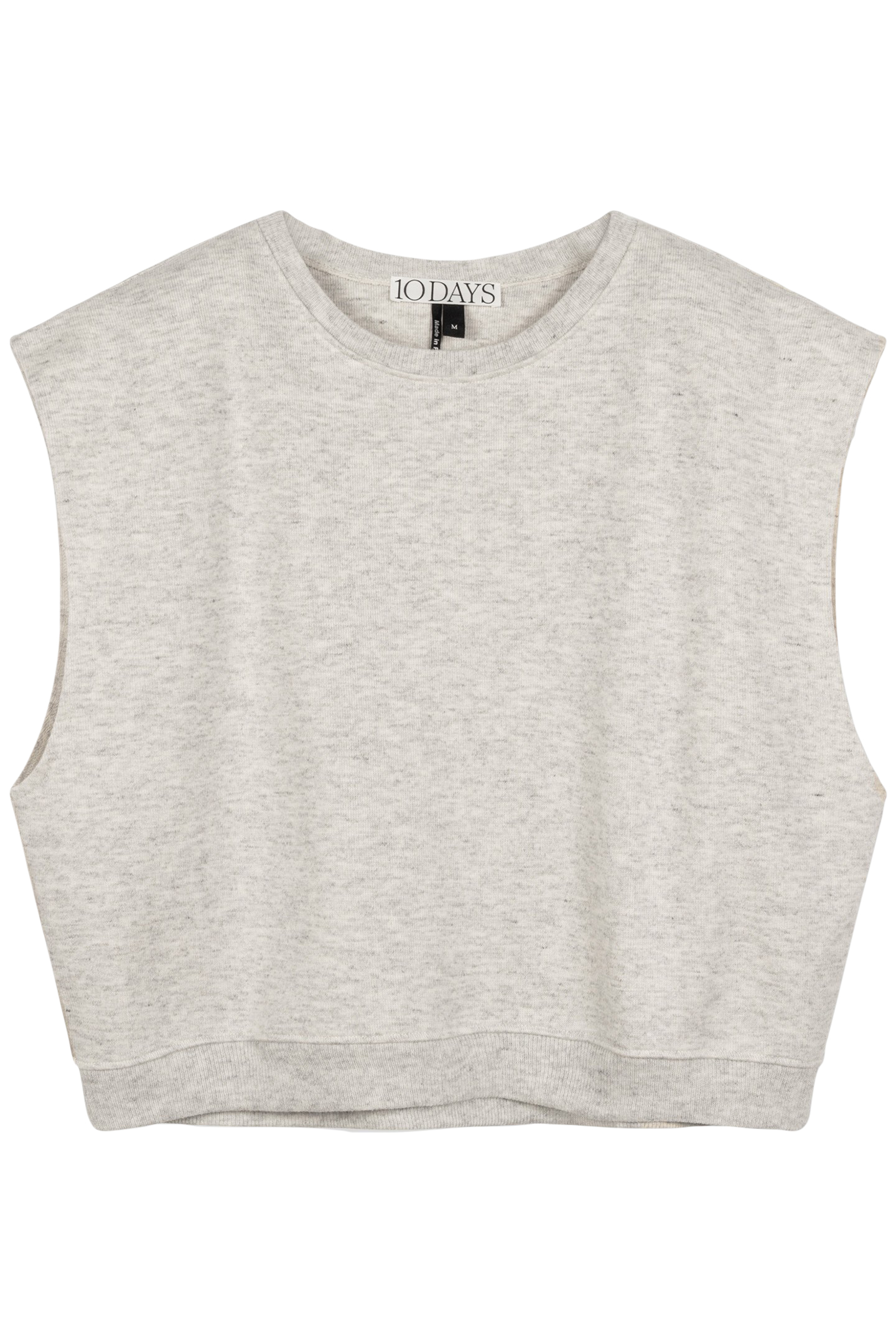 PADDED SHOULDER KNIT TOP WHITE GREY MELEE 4