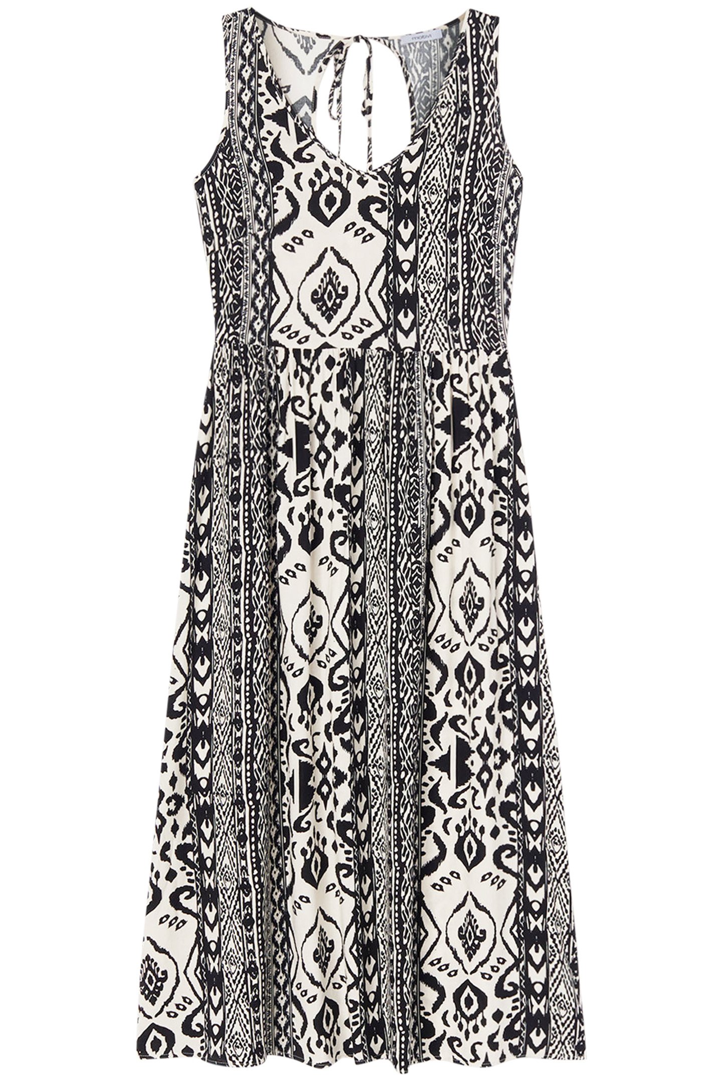 LONG DRESS IN ETHNIC PATTERNED VOILE BLACK 3