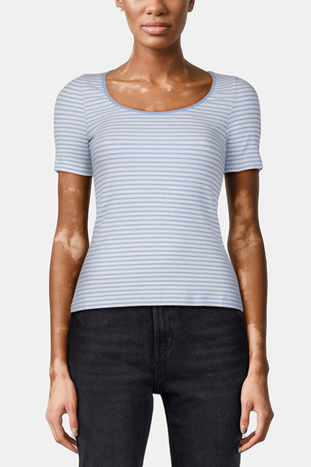 ORGANIC RIB SHIRT STRIPED COTTON BLUE by Rich & Royal