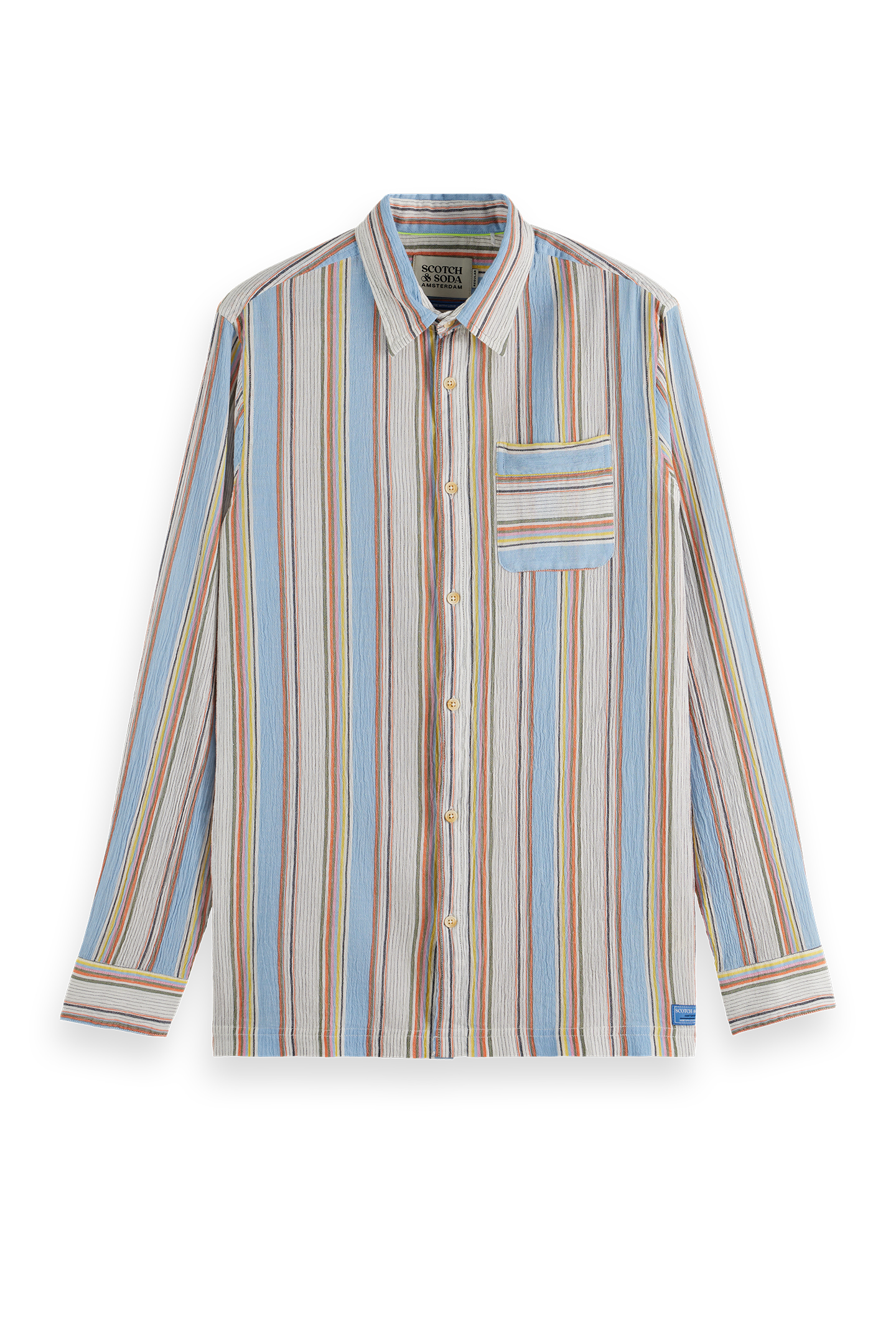 REGULAR FIT CRINKLE STRIPE SHIRT MULTI STRIPE 1