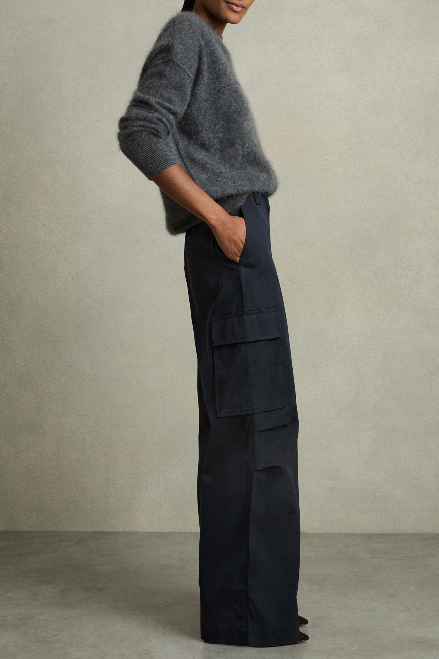 AVA WIDE LEG COMBAT TROUSER NAVY 4