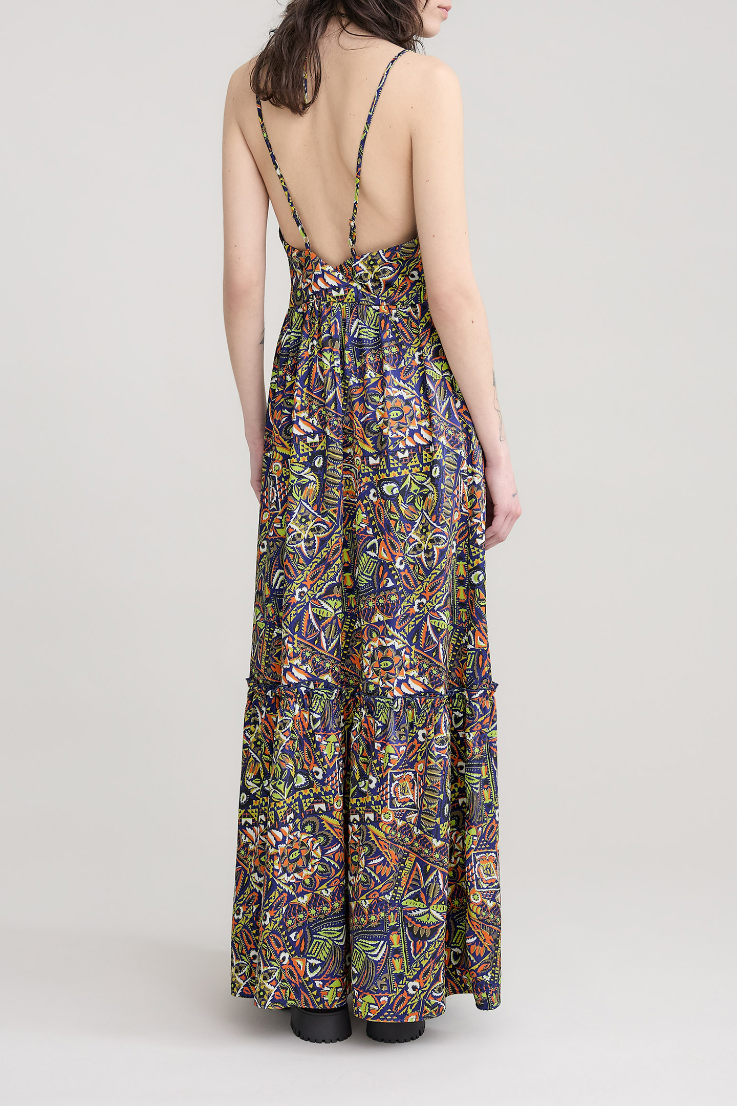 BLUE RECYCLED POLYESTER ETHNIC GRAPHIC DRESS 2