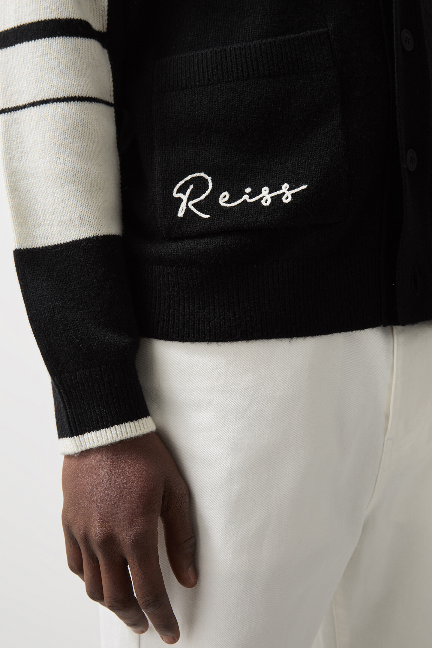 BLARE LS MCLAREN RACING EMBROIDERED VARSITY CARDIGAN BLACK 5