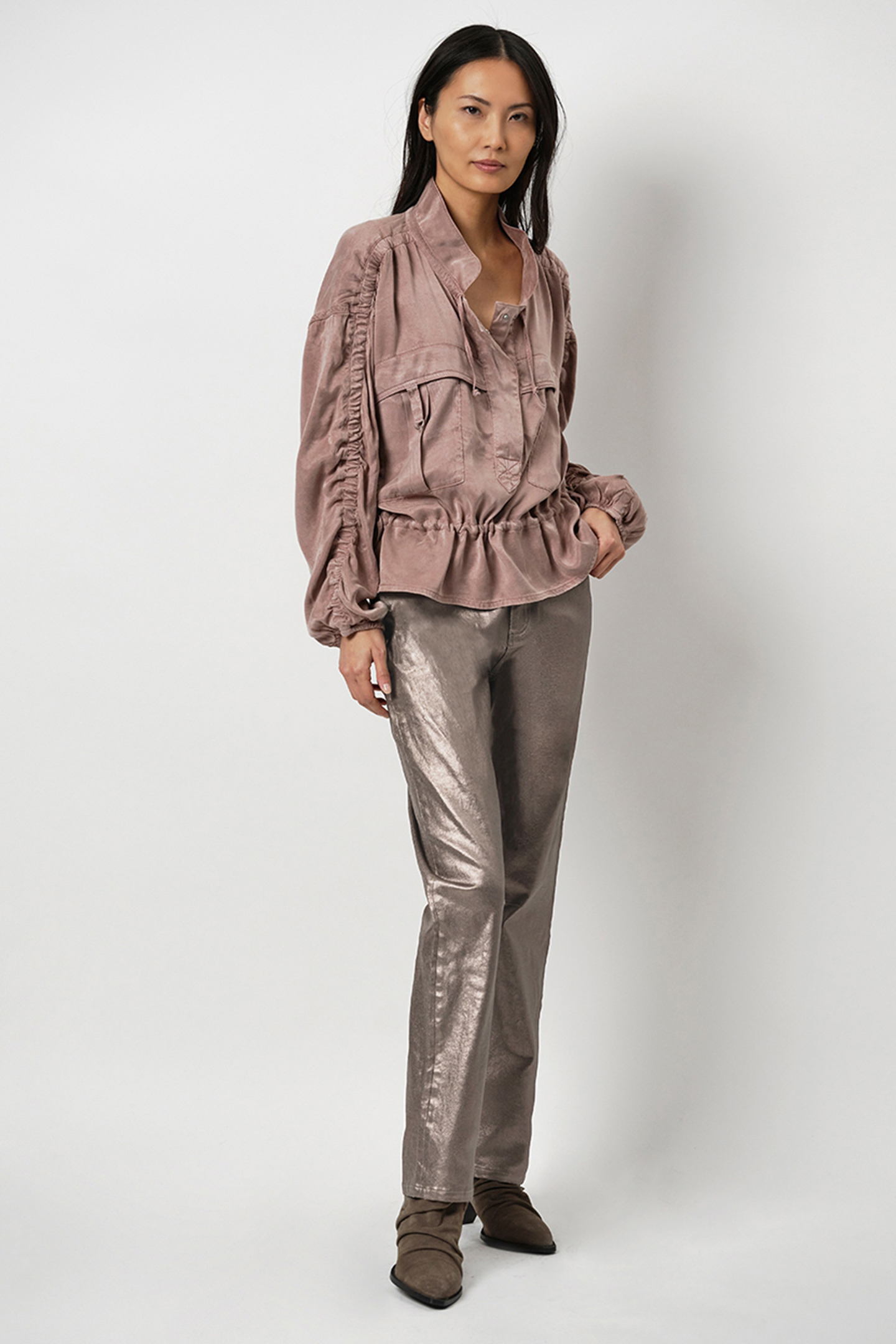 BELLA METALLIC DENIM PANTS REDWOOD CLAY by Dante6
