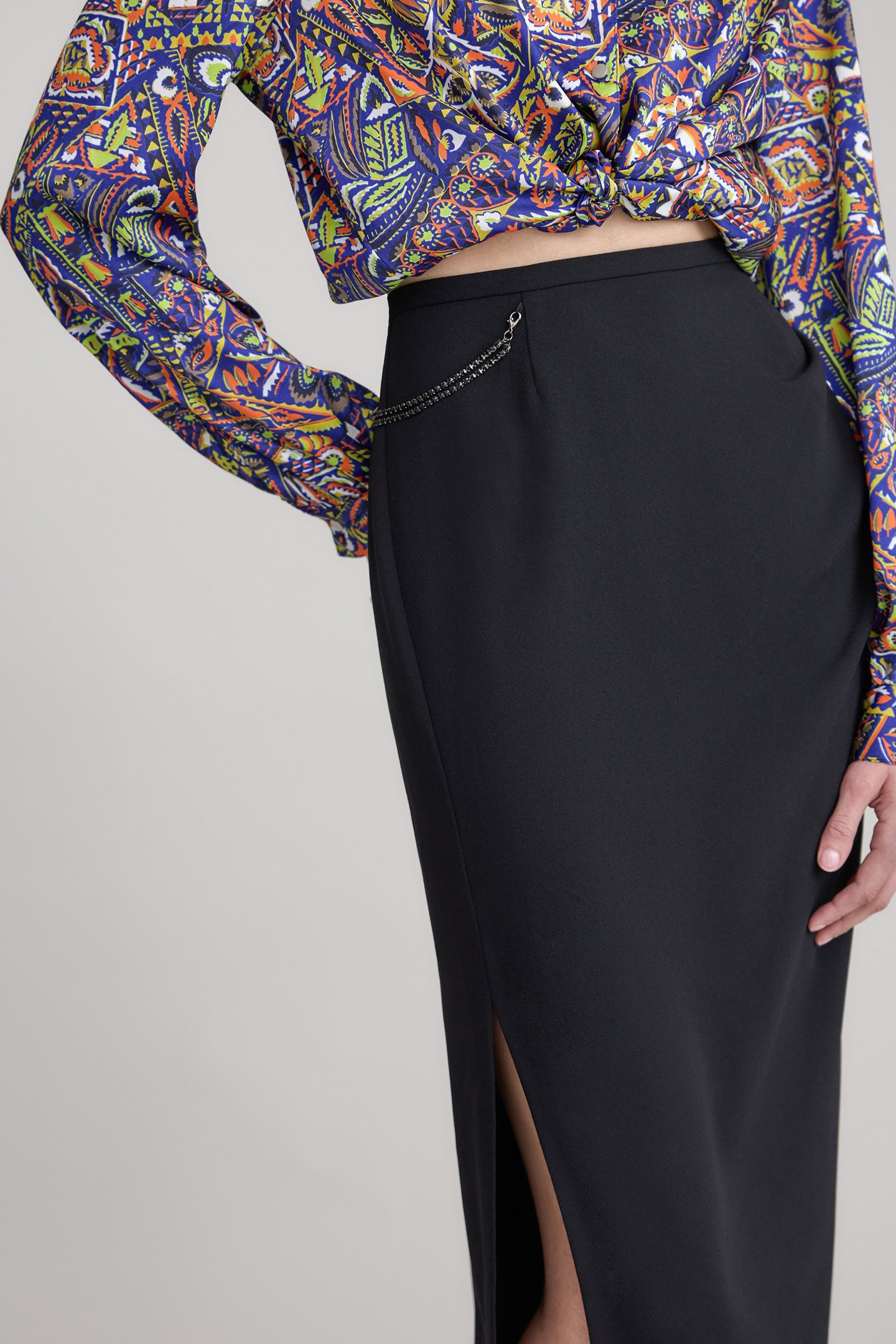 BLACK PENCIL SKIRT REMOVABLE RHINESTONE JEWELS 6