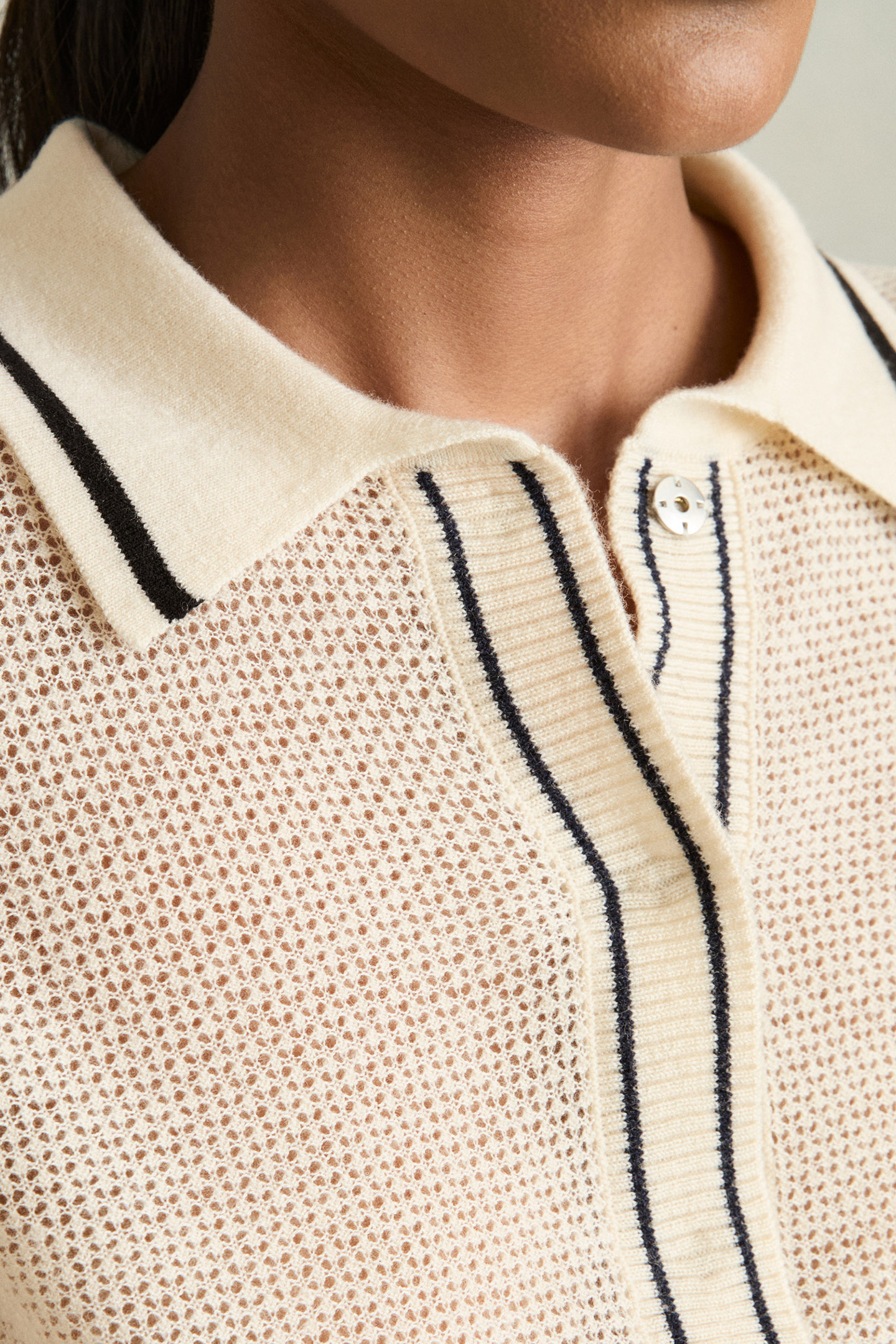 CECE TIPPED POLO NEUTRAL 5