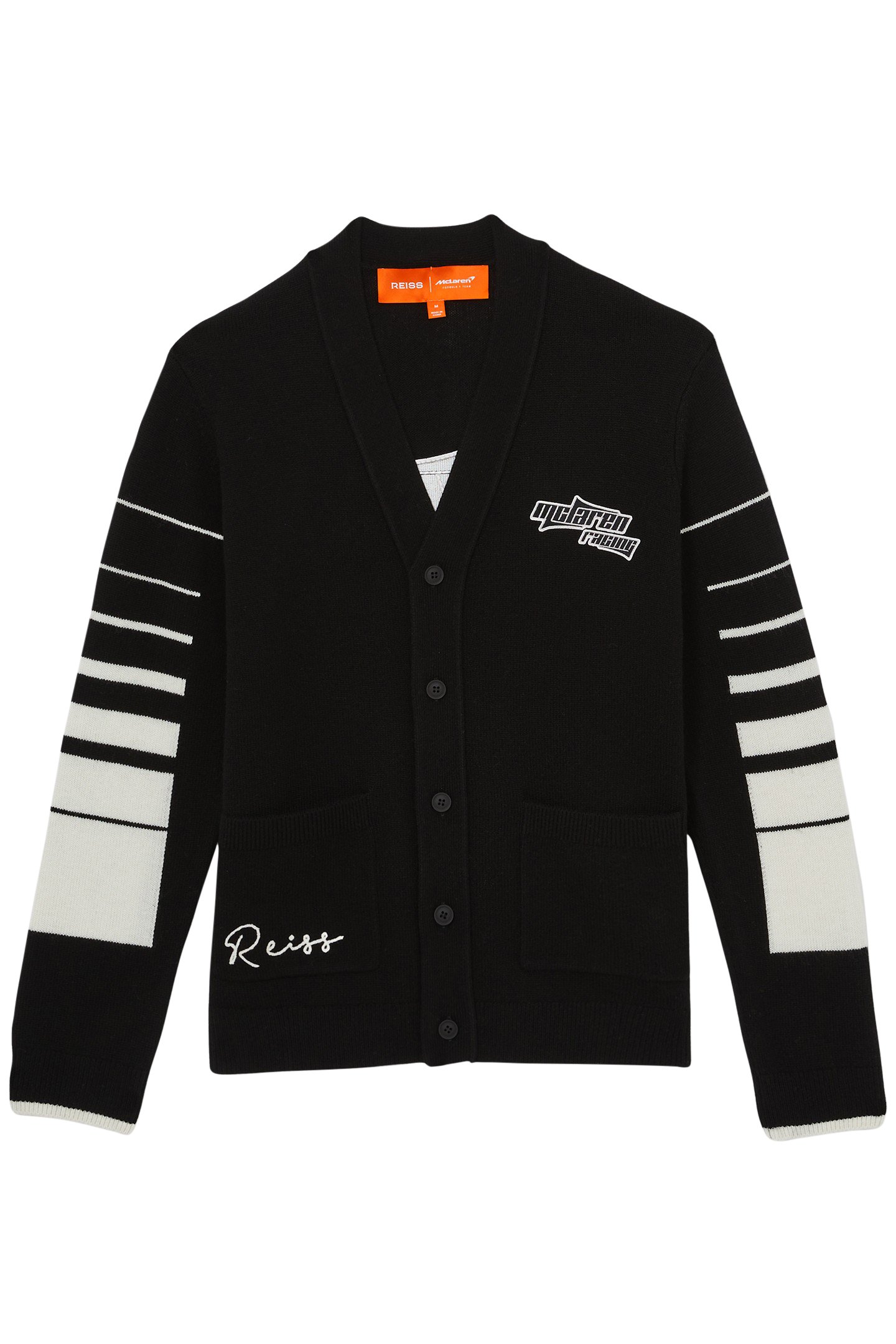 BLARE LS MCLAREN RACING EMBROIDERED VARSITY CARDIGAN BLACK 3