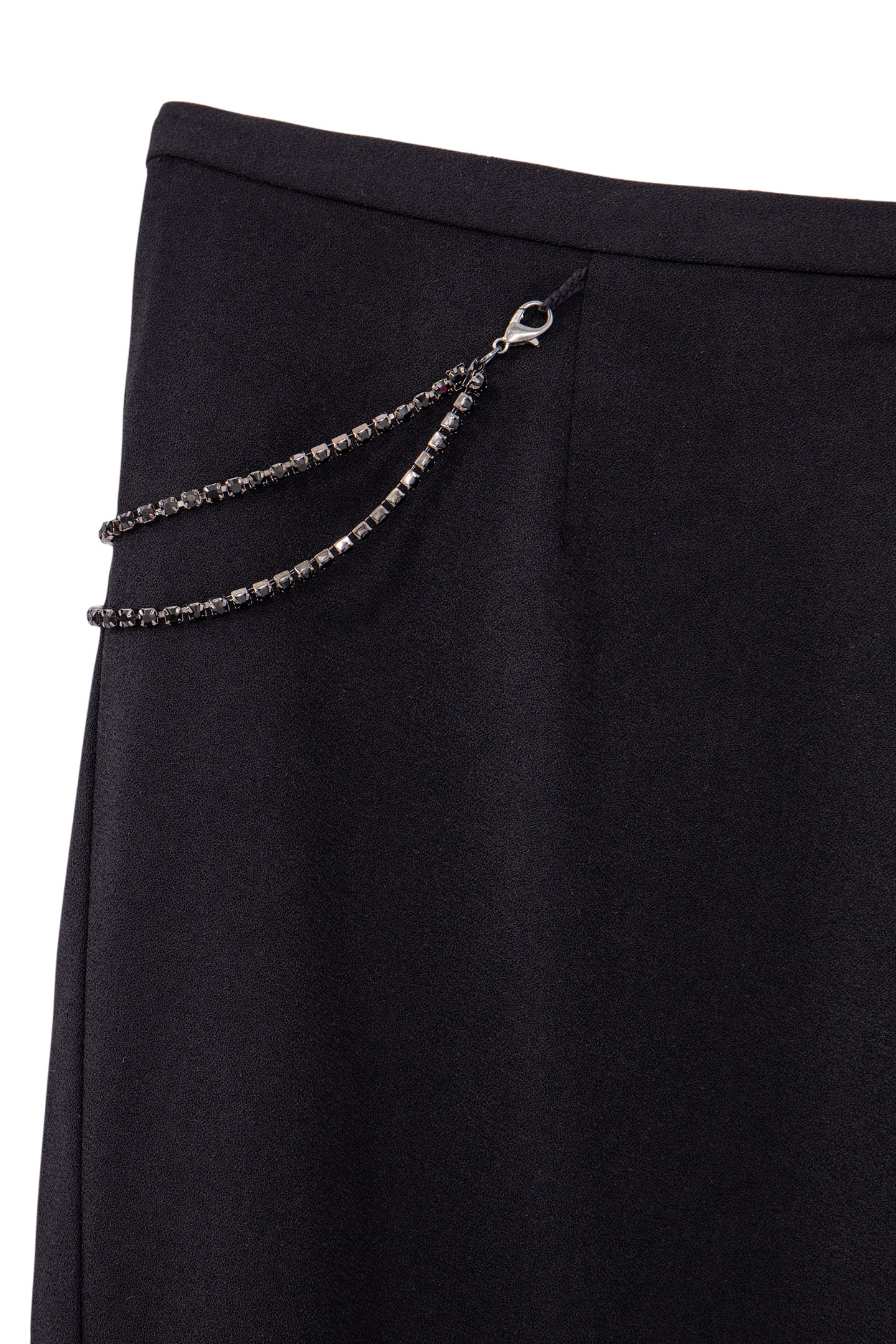 BLACK PENCIL SKIRT REMOVABLE RHINESTONE JEWELS 7
