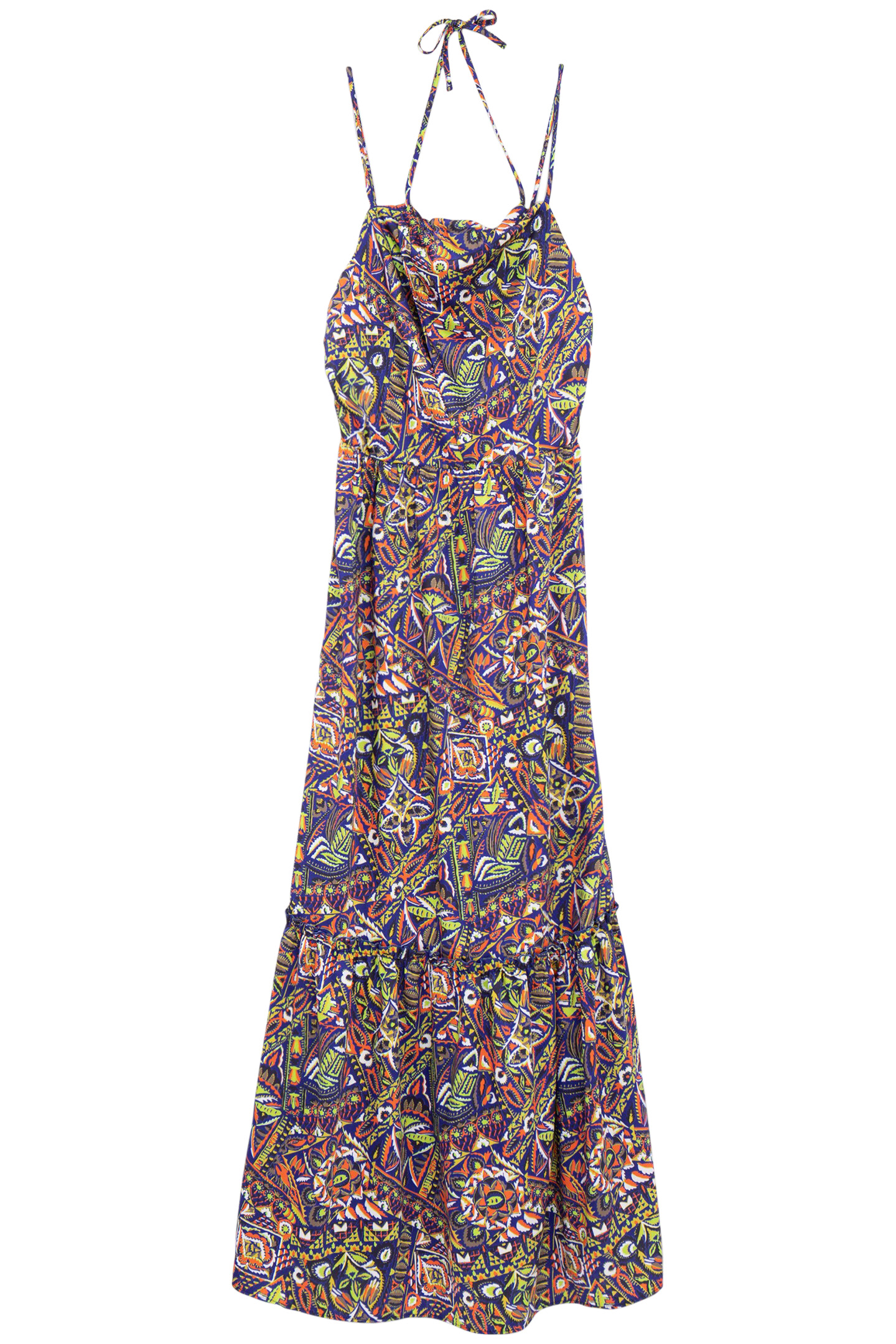 BLUE RECYCLED POLYESTER ETHNIC GRAPHIC DRESS 3