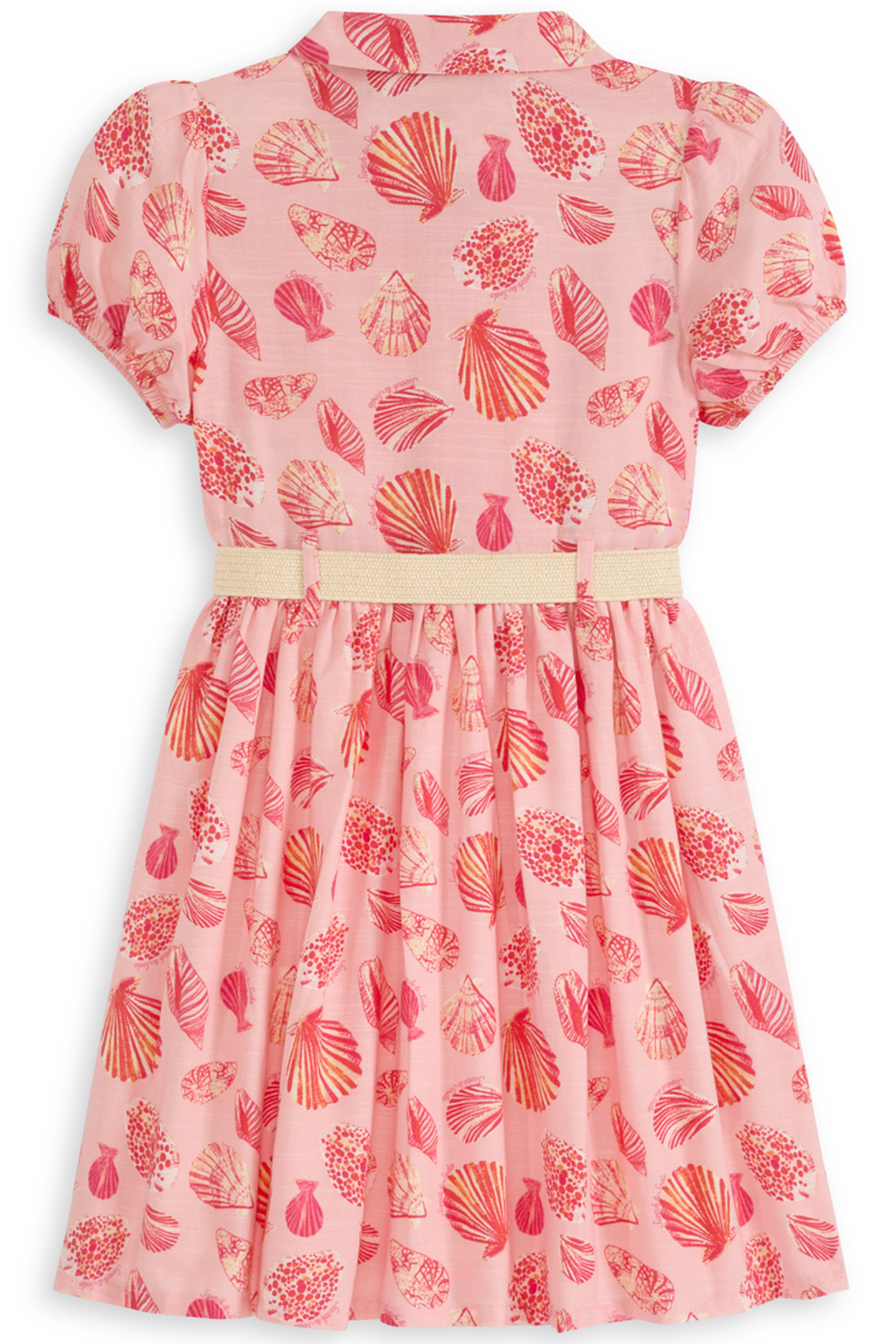 GIRLS SS BELTED DRESS LT PASTEL PINK 2