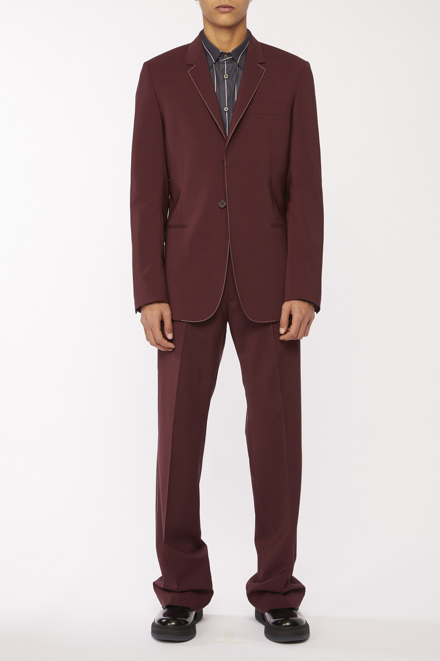 GENTS CONCEALED 2 BTN JACKET BURGUNDY/ BORDE 3