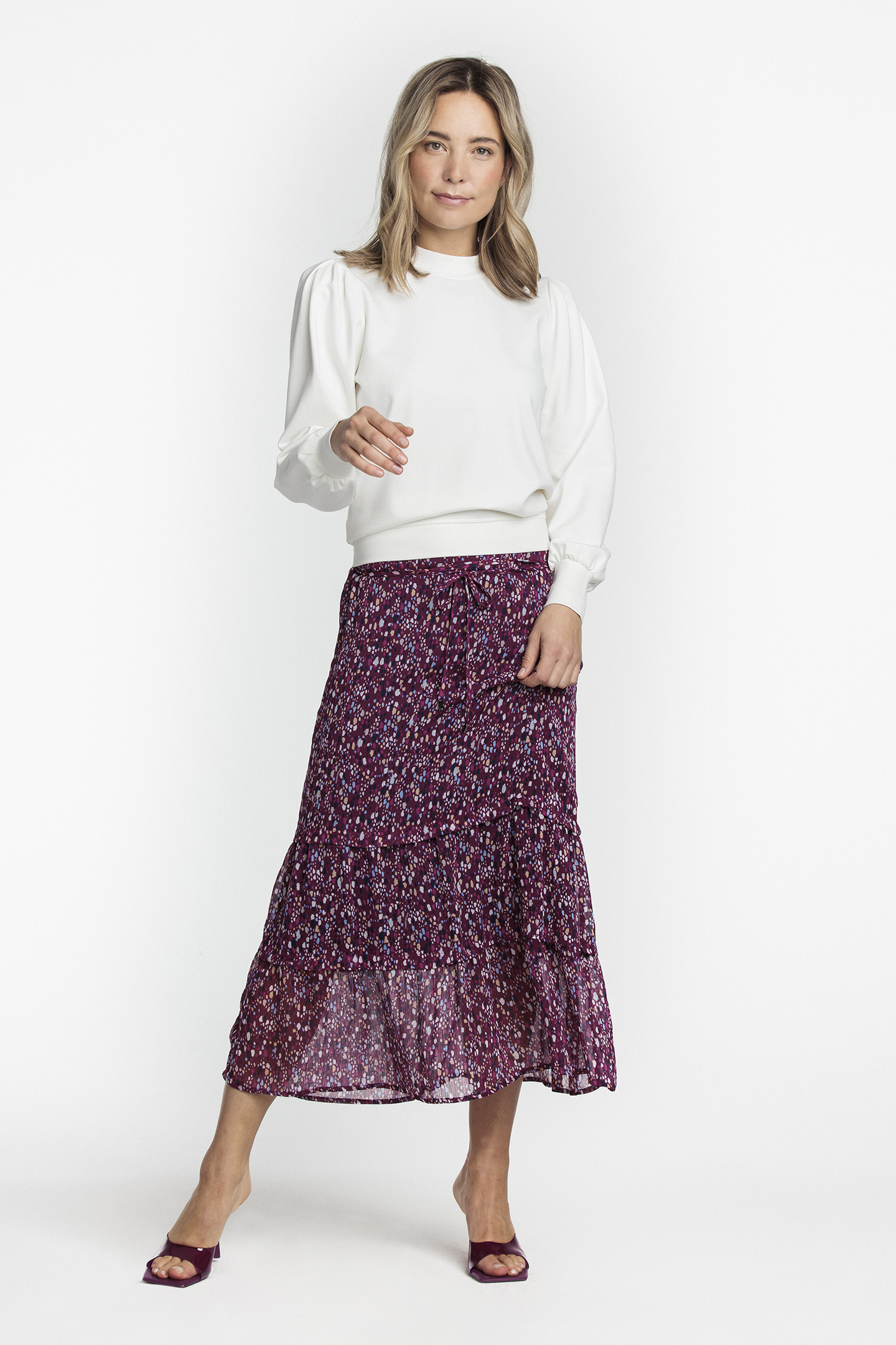 SKIRT COLORFUL DOTS PRINT REDS by Tramontana