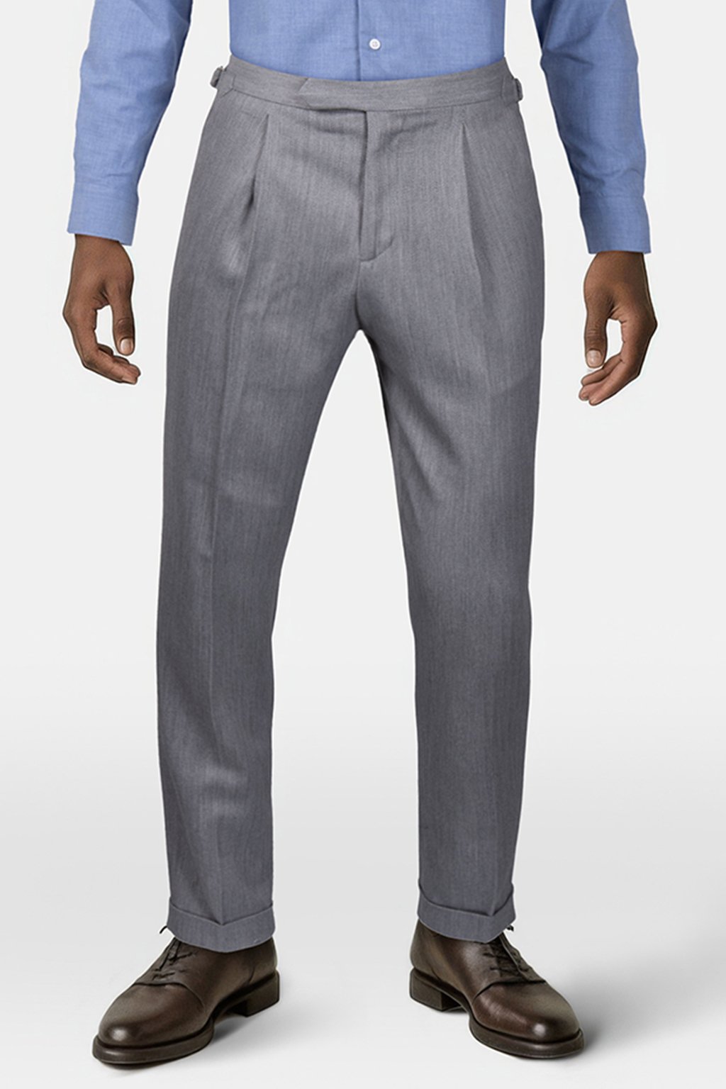 HARVEY WAIST BUCKLE TROUSERS PALE GREY - OUTLET PRICE by Reiss