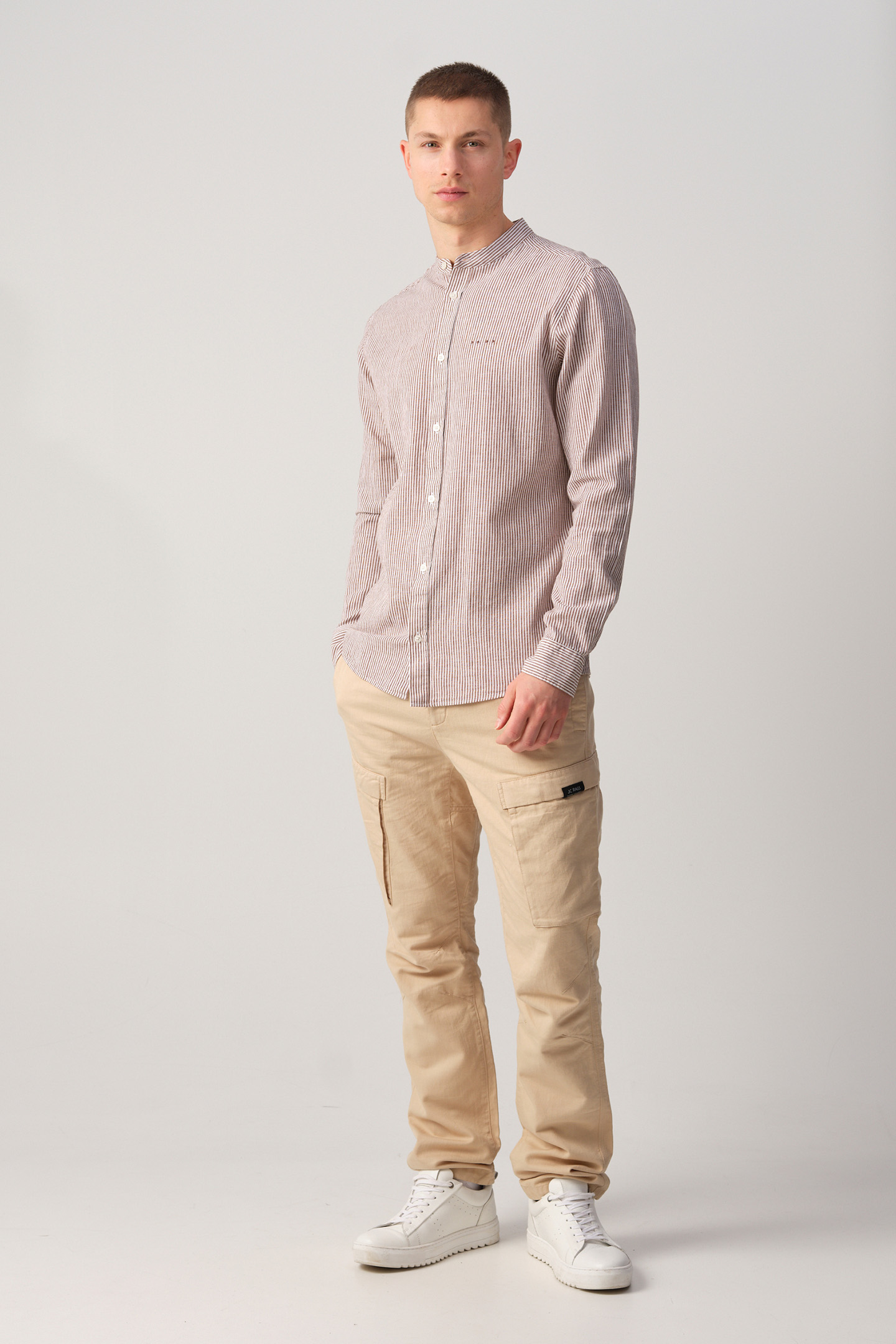 JEROEN CASUAL OVERHEMD LM TOASTED COCONUT STRIPE by J.C. Rags