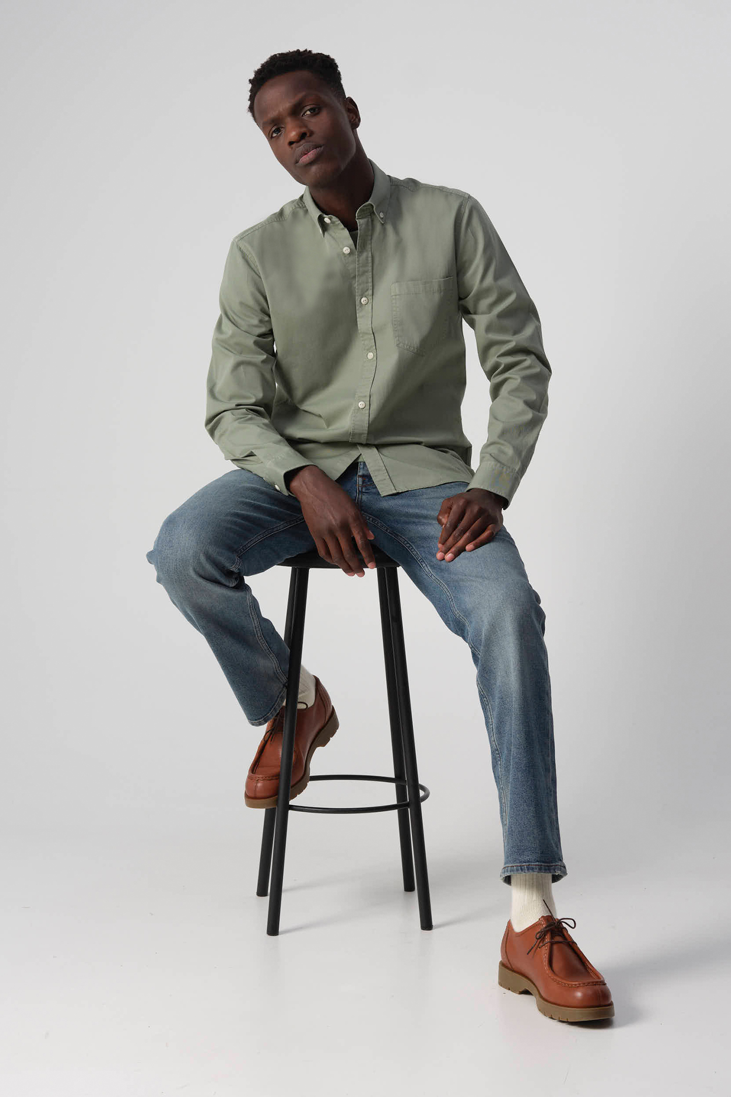 REXTON CASUAL OVERHEMD LM HEDGE GREEN by J.C. Rags
