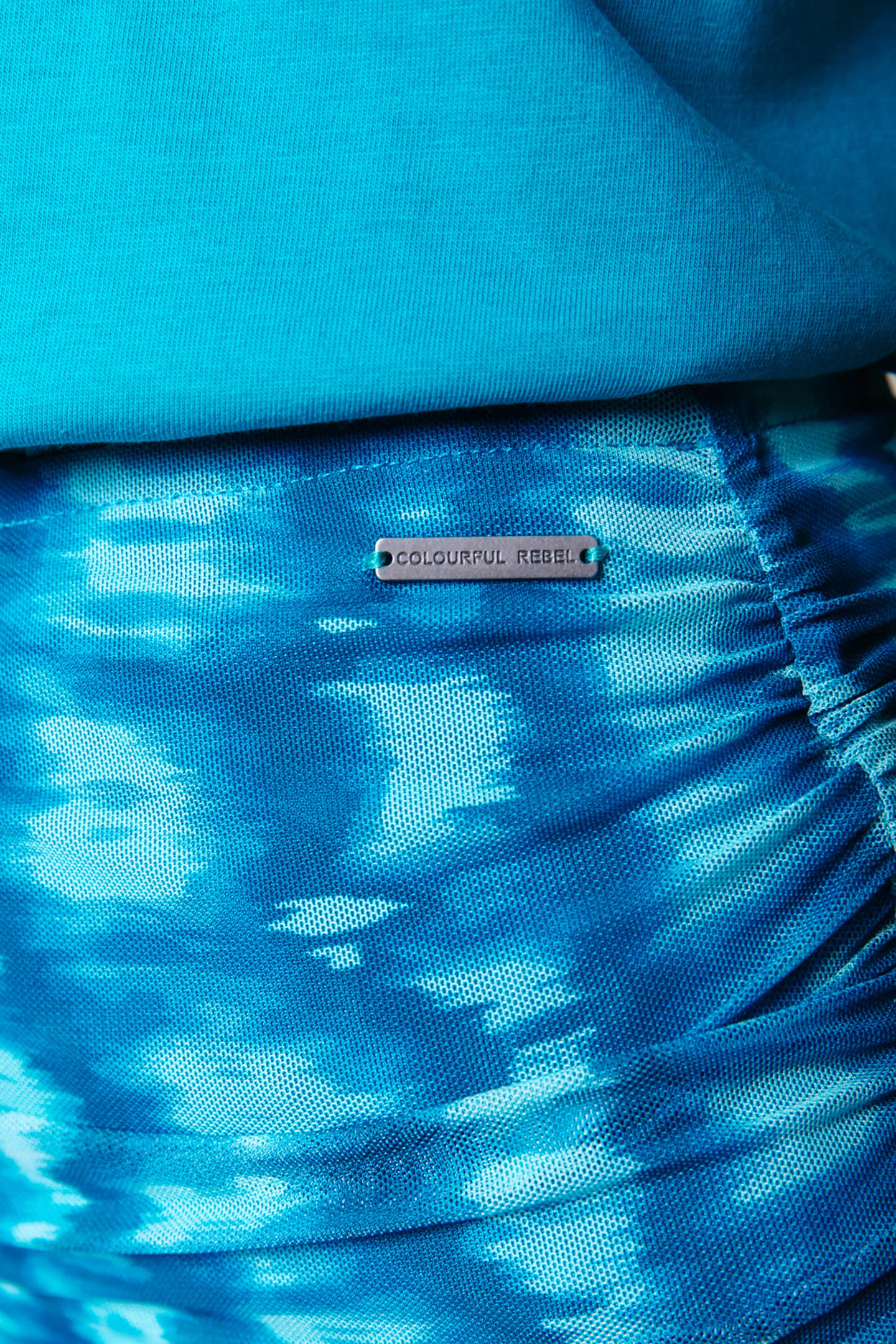 TAYLEE TIE DYE MESH GATHERED SKIRT LIGHT TURQUOISE 3