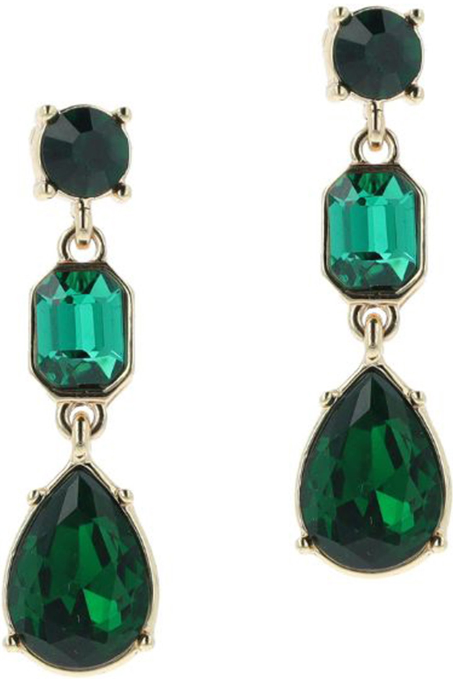 EMERALD GOLD TRIPLE EARRINGS 1