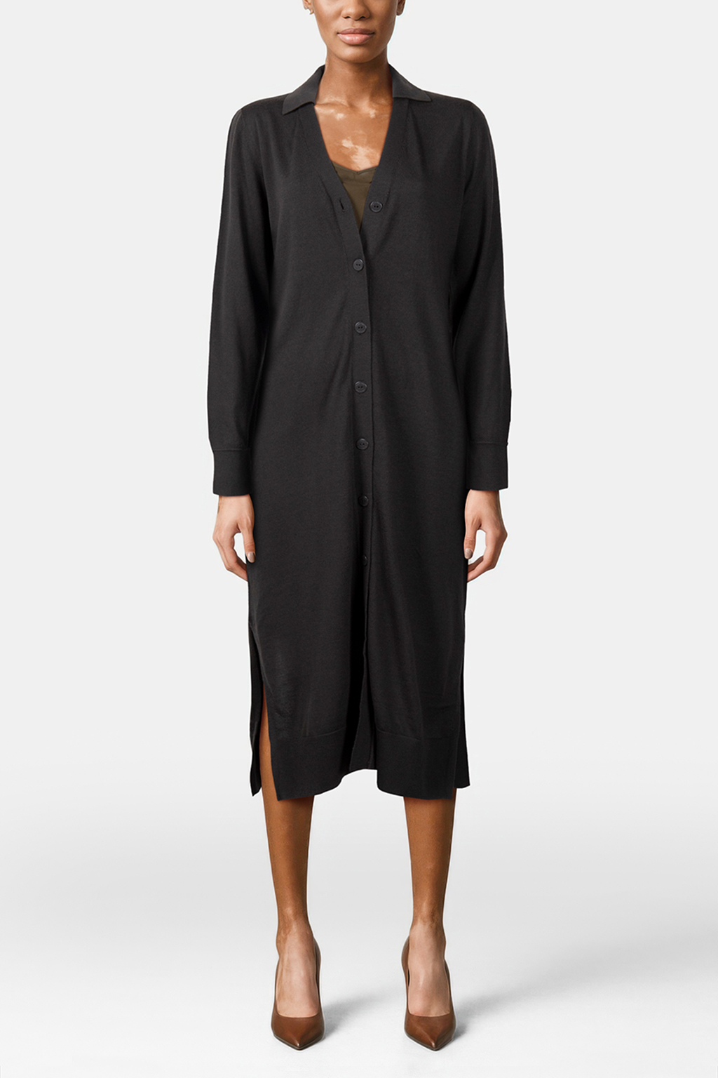 ADINA DRESS DARK KHAKI GREEN 1