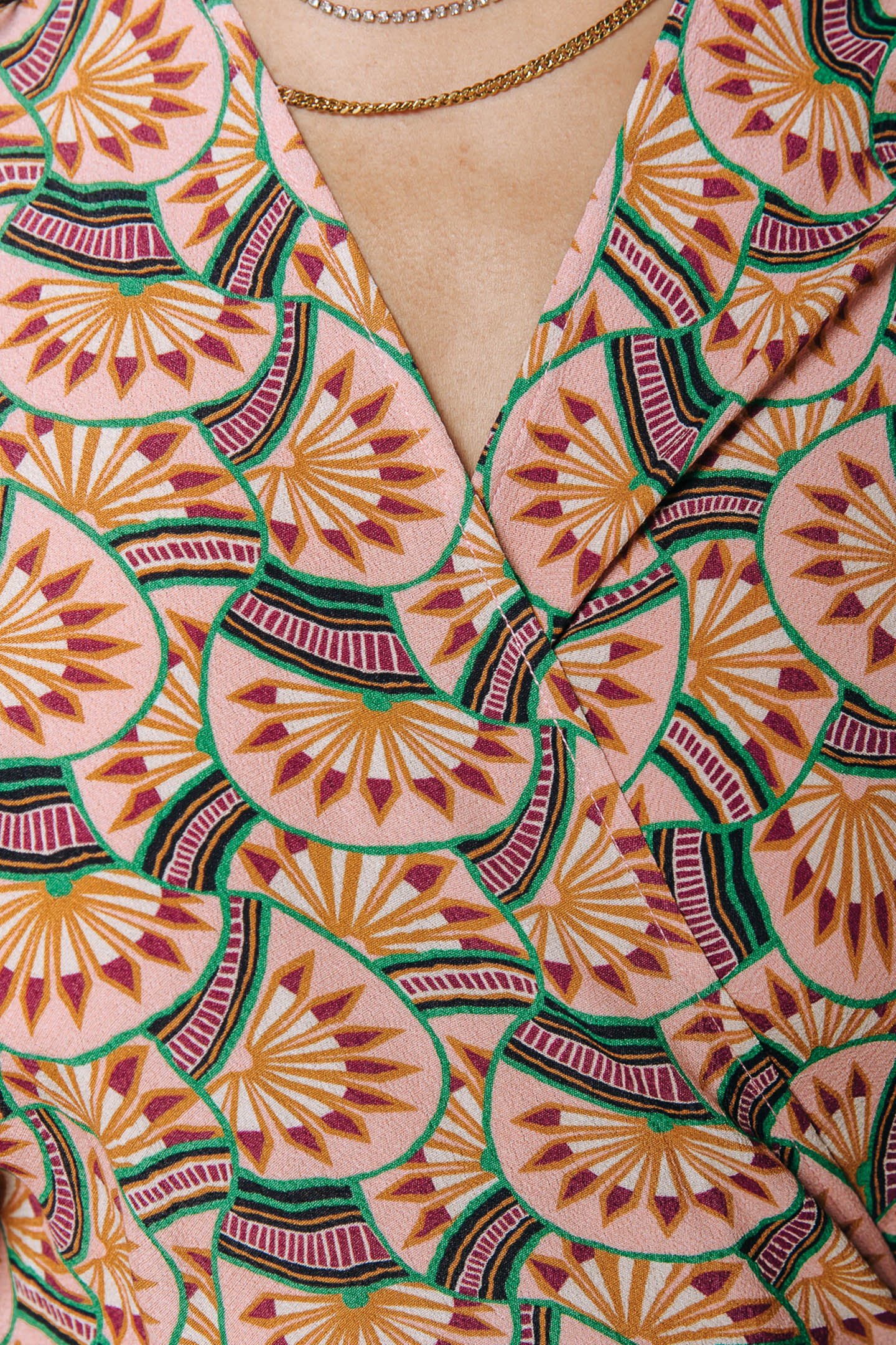 ALICE GRAPHIC FAN MAXI WRAP DRESS VINTAGE PINK 5