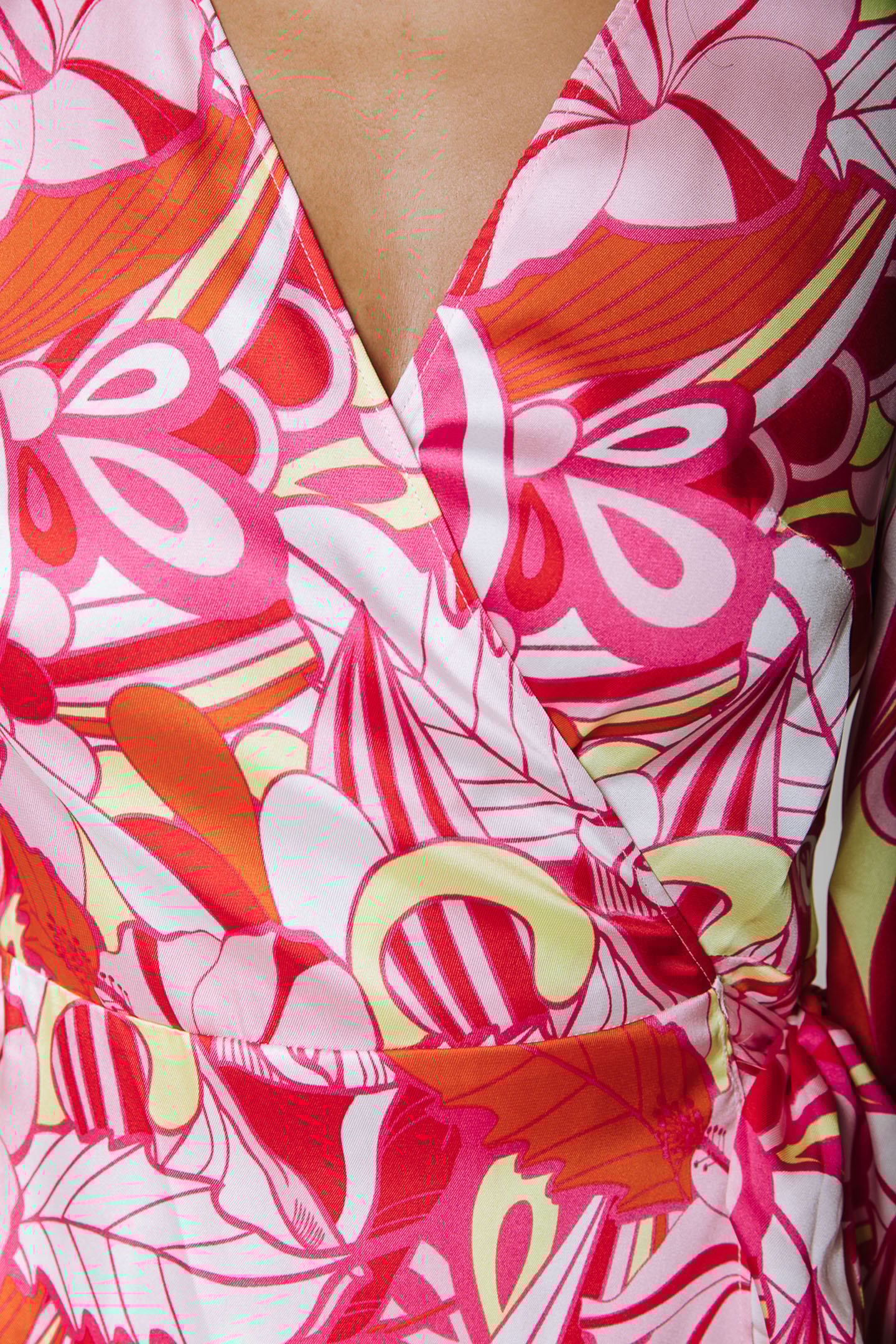 DUSTY BIG FLOWER REAL WRAP MINI DRESS MULTICOLOR 5