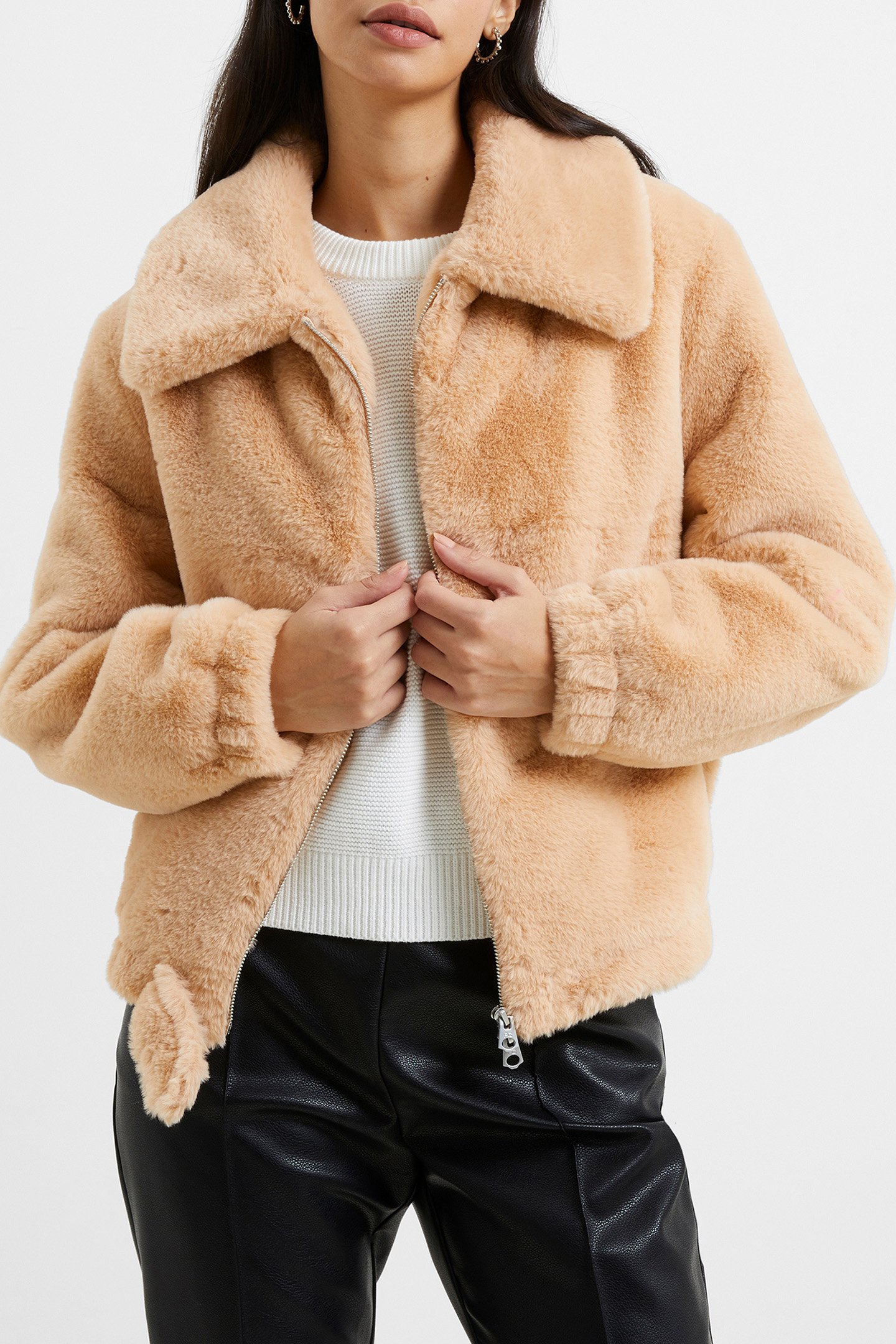 AVI IREN FAUX FUR MIX TOASTED ALMOND by French Connection
