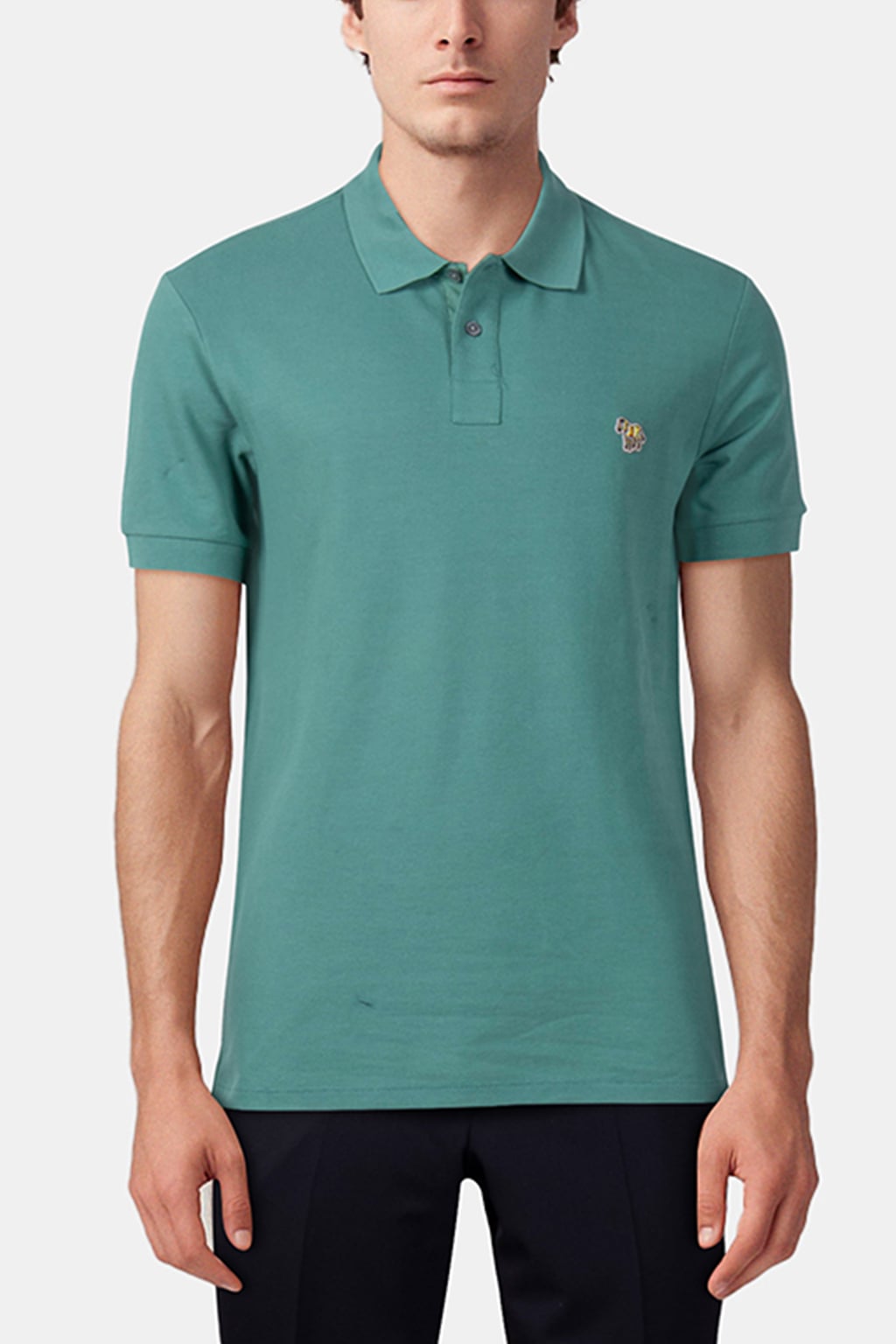 REG FIT SS POLO SHIRT ZEBRA PETROL GREEN 1