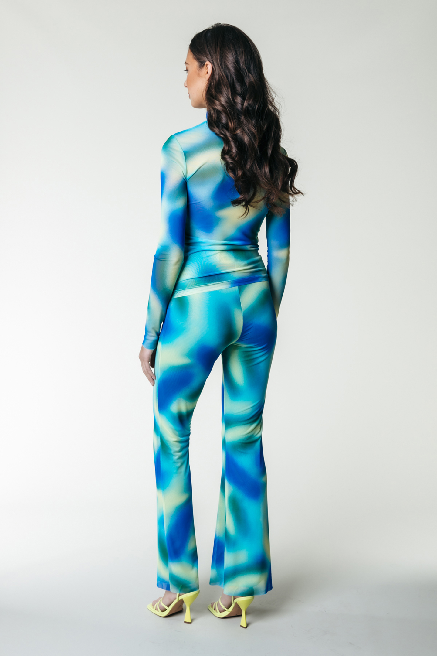 BLURRED EXTRA FLARE MESH PANTS MULTICOLOR 2