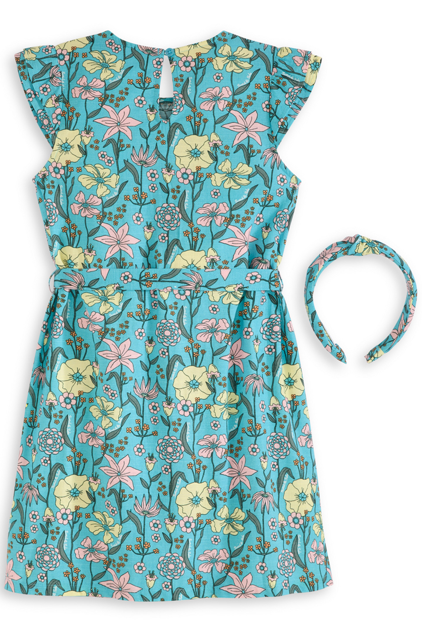 S&S BIG GIRLS 2PC DRESS & HEADBAND SET BLEACHED AQUA 2