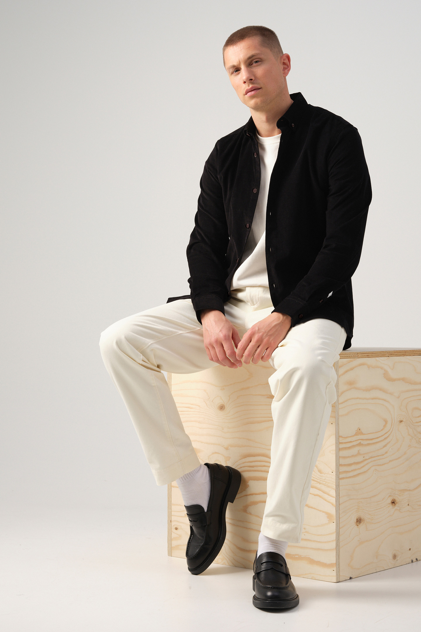 REVAN CASUAL OVERHEMD LM BLACK by J.C. Rags