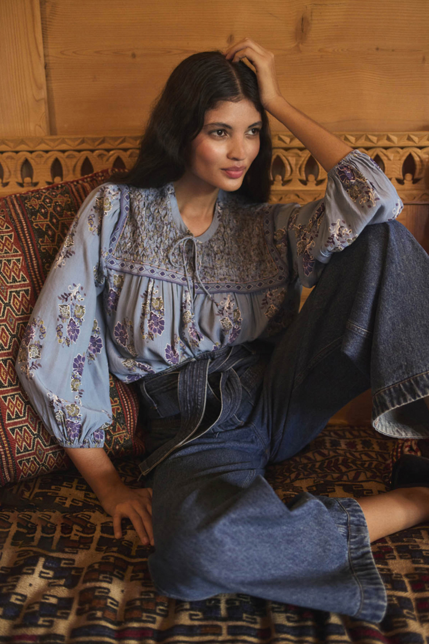 BLOUSE BONNIE CLOUDY BLUE BOUQUETS 4