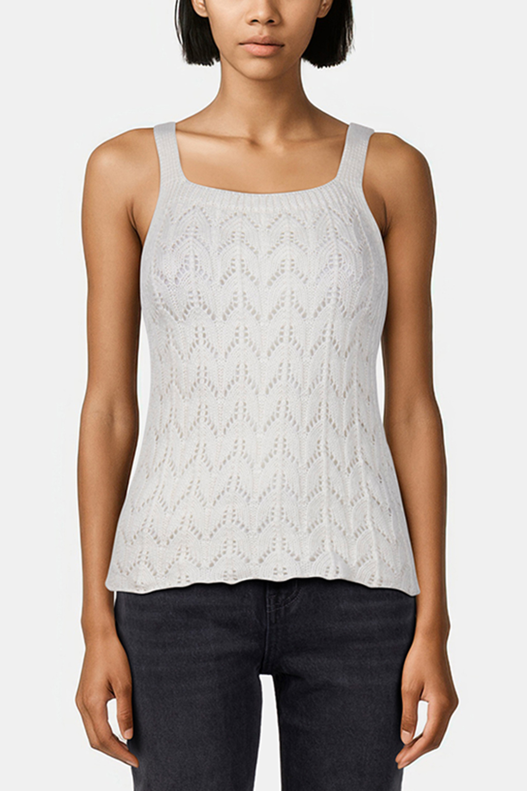 AJOUR KNIT LOOSE FIT T-SHIRT WHISPER WHITE 1