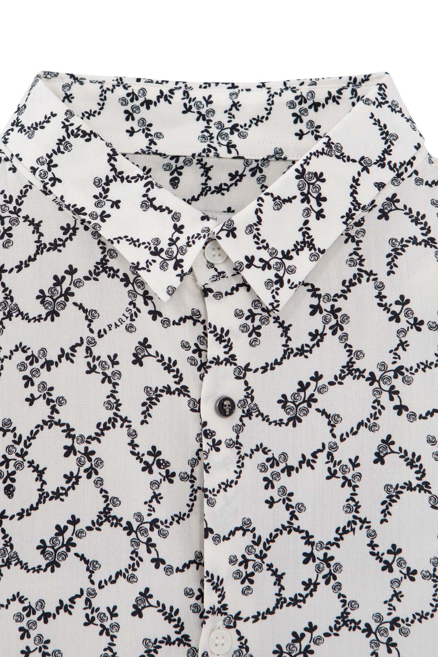 SLIM CHALK SHIRT WITH SKULL AND FLOWERS PRINT 6