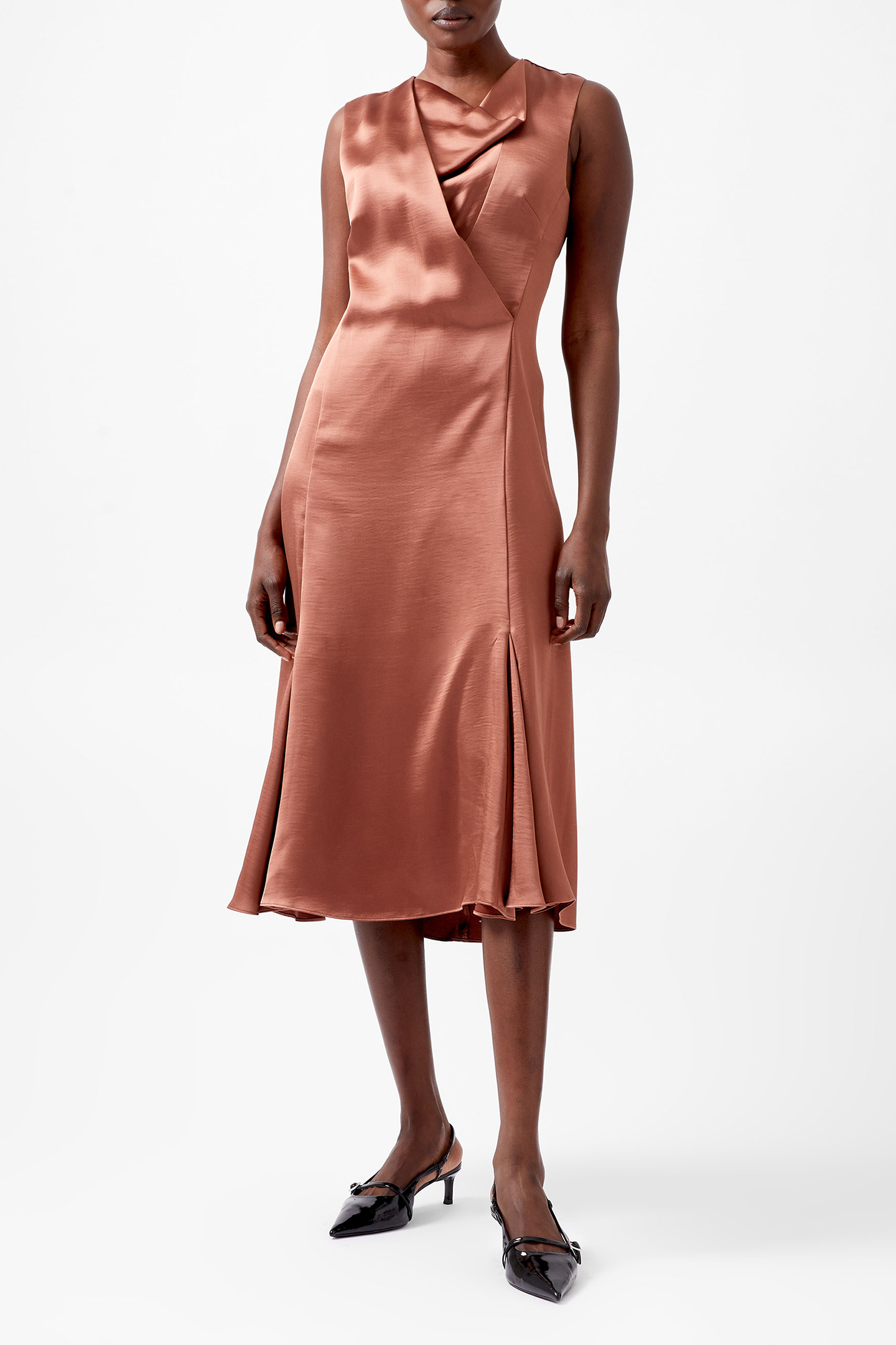 IRINA SATIN SLVLSS COWL NK DRS RUSSET BROWN 2