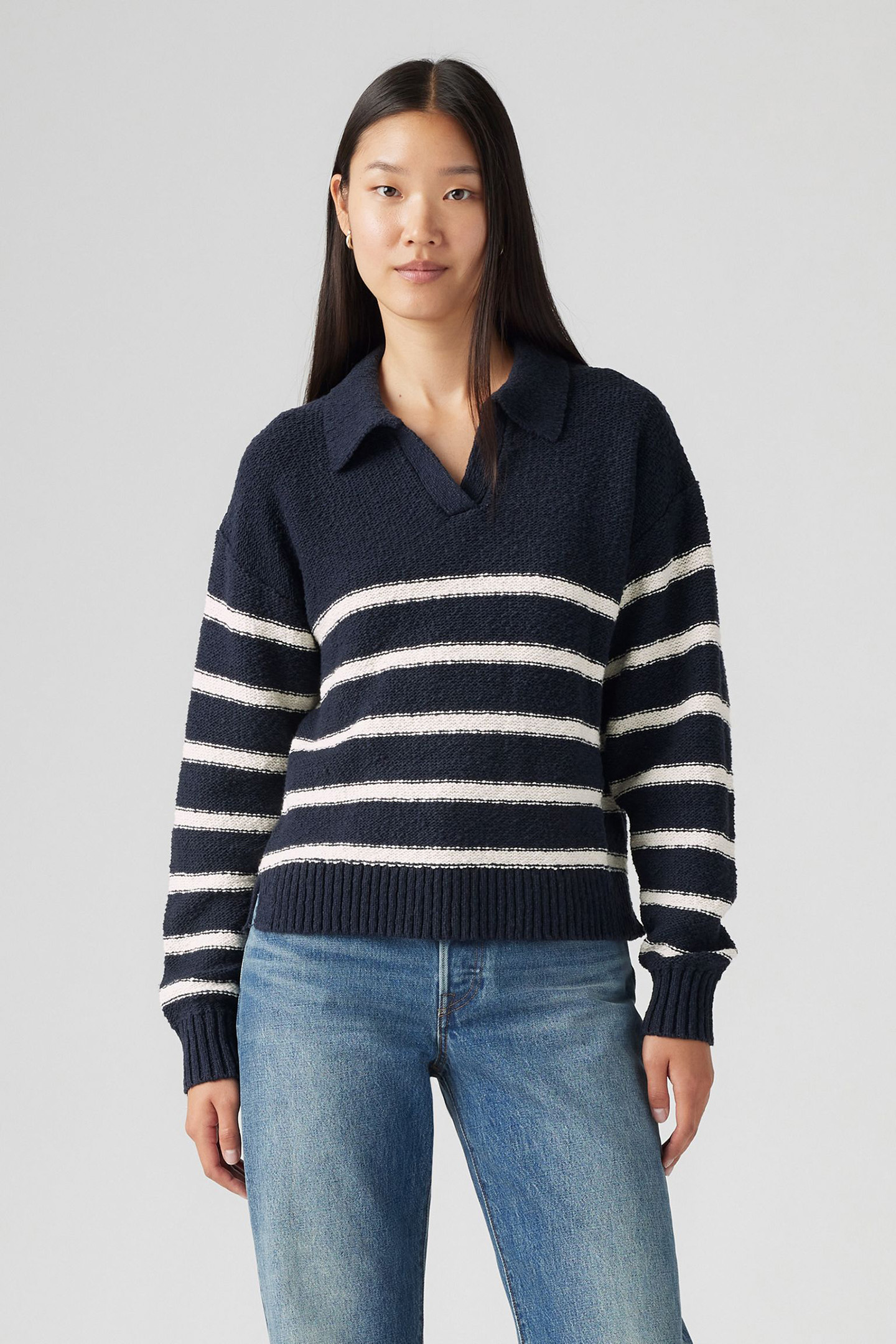 SATELLITE POLO SWEATER MARINE STRIPE by Levi's