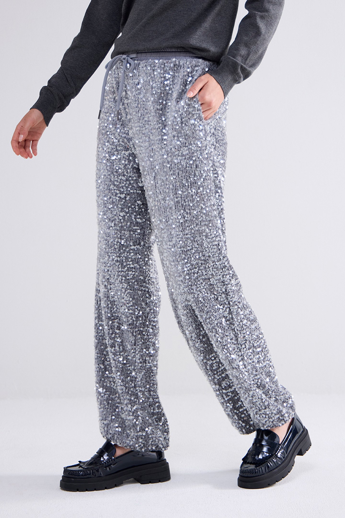 PANTS SEQUINS VELOURS GREYS by Summum Woman