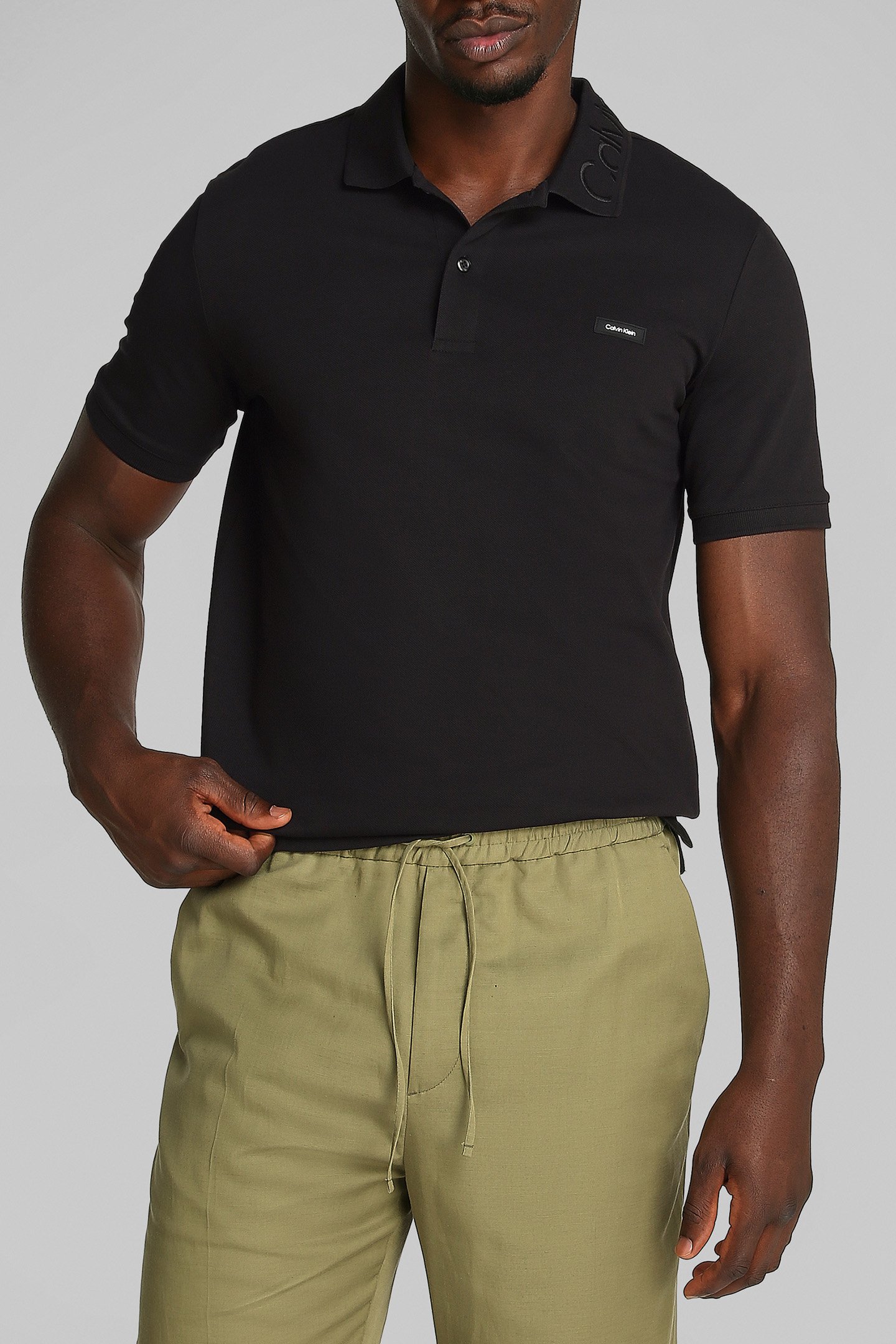 STRETCH PIQUE LOGO CK BLACK by Calvin Klein