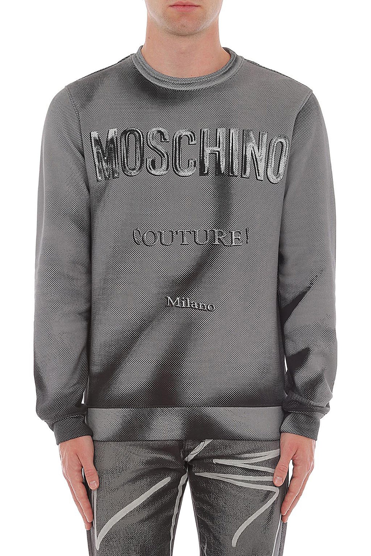 COTTON SWEATSHIRT SHADOWS PRINT GREY 1