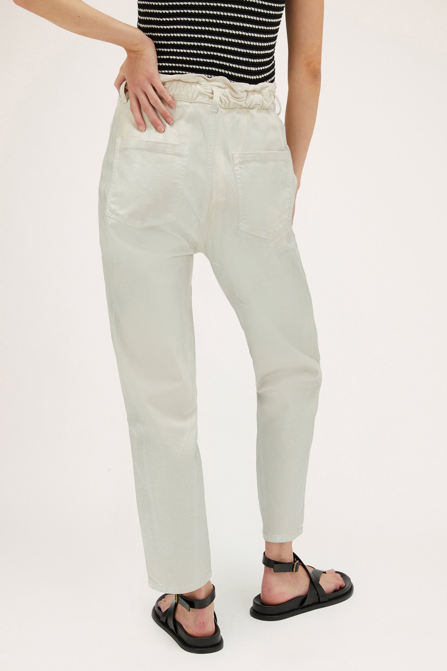 LAMINATED PAPERBAG JEANS GREY 2