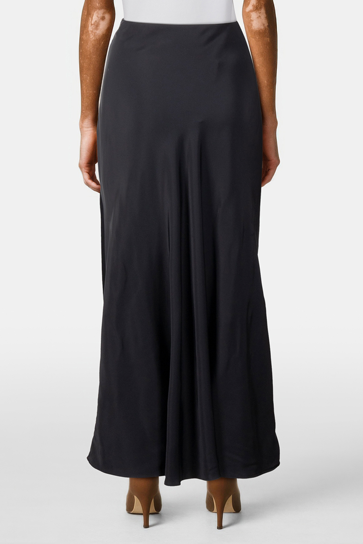 ENNIS SATIN SKIRT UK LGTH BLACK 2