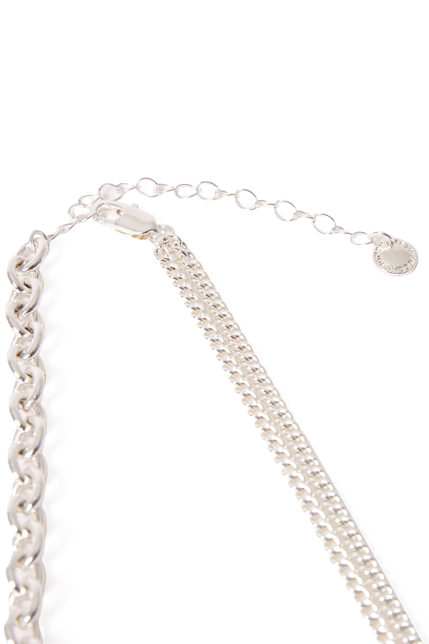 MIXED CHUNKY CHAIN NECKLACE SILVER 3