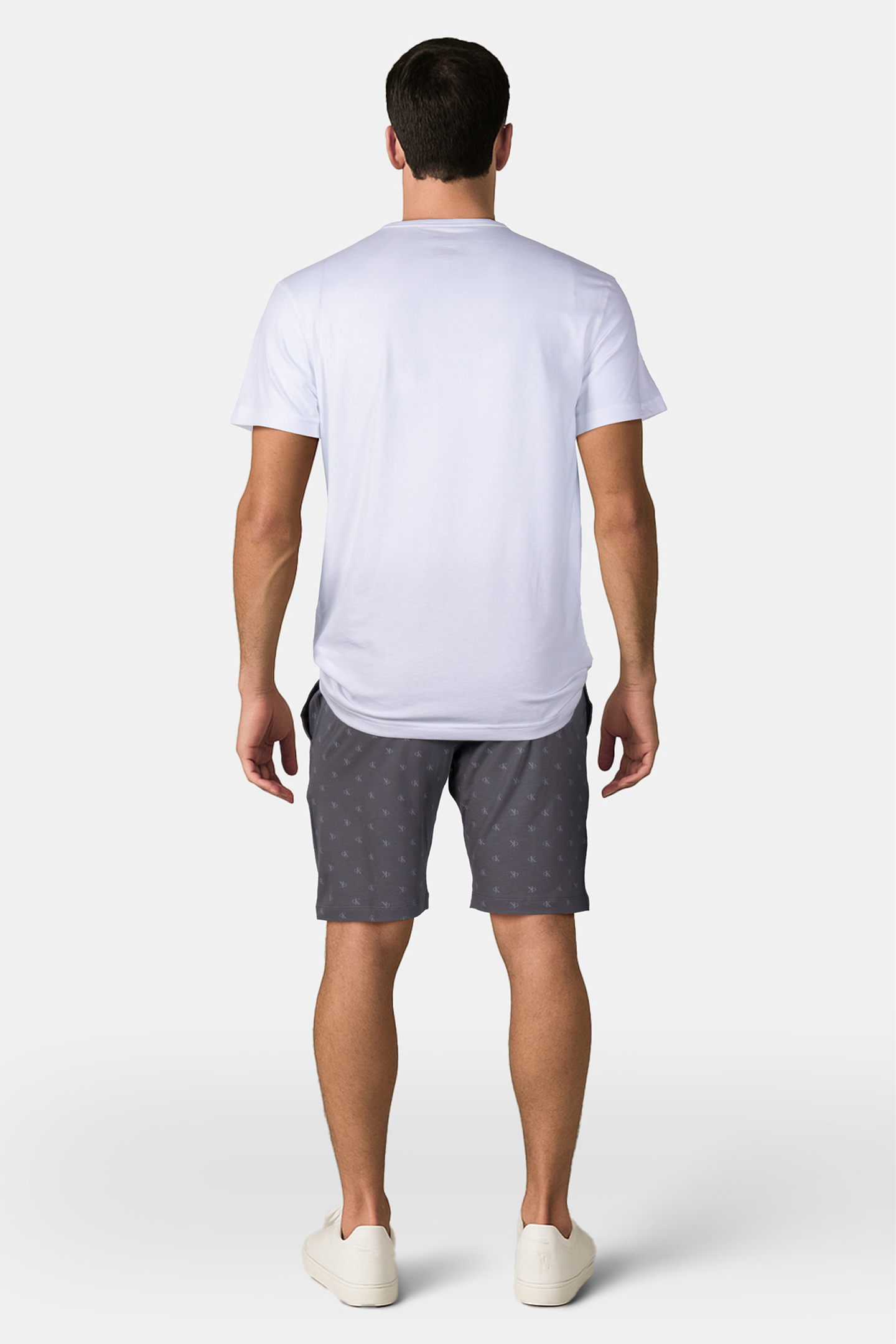 S/S SHORT SET WHITE TOP, D LOGO_SMOKED PEARL BTM 2