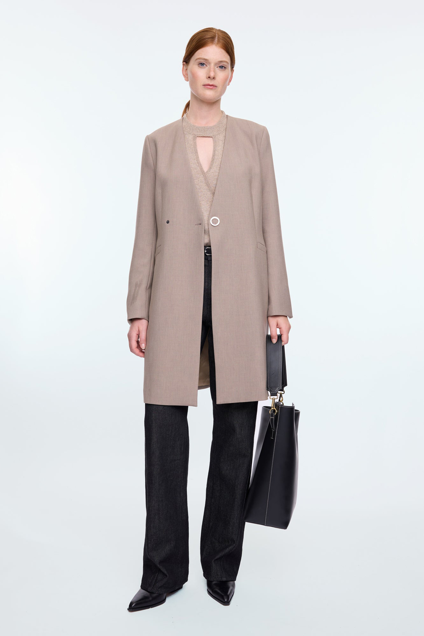 COLBERT LONG VISCOSE MIX BLAZER TAUPE MELANGE 1