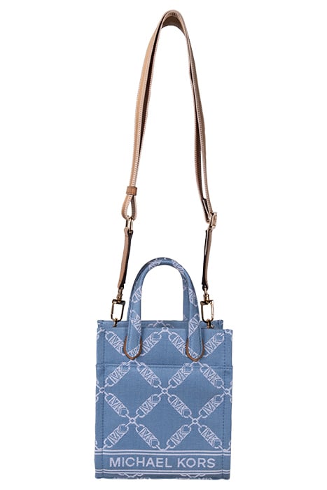EXTRA SMALL CROSS BODY SHOPPER TOTE BAG IN DENIM 1