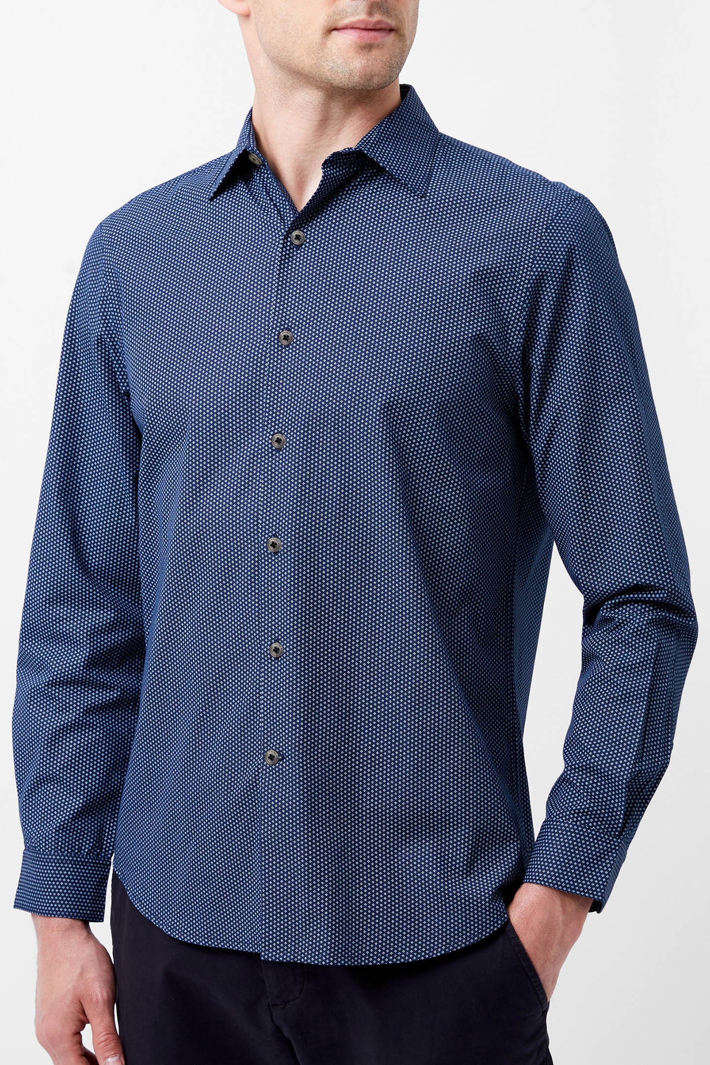 REGULAR FIT/ CLASSIC COLLAR BLUE PRINT by French Connection