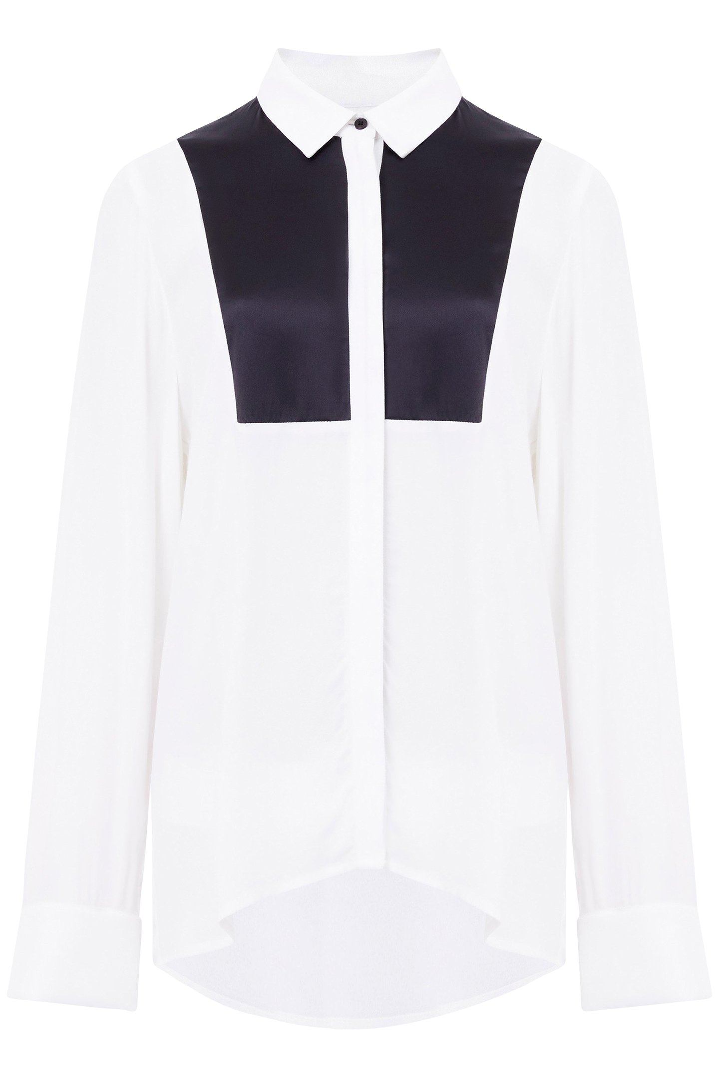 CHIARA DRAPE CONTRAST LS SHIRT LINEN WHITE/BLACKOUT 3