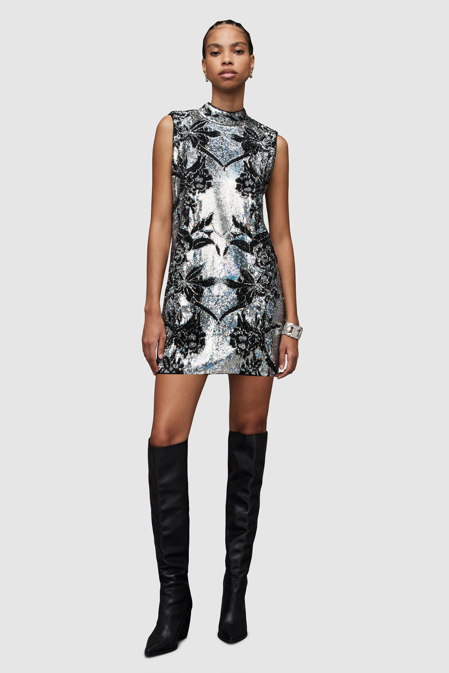 HARPER EMB MINI DRES SILVER 3