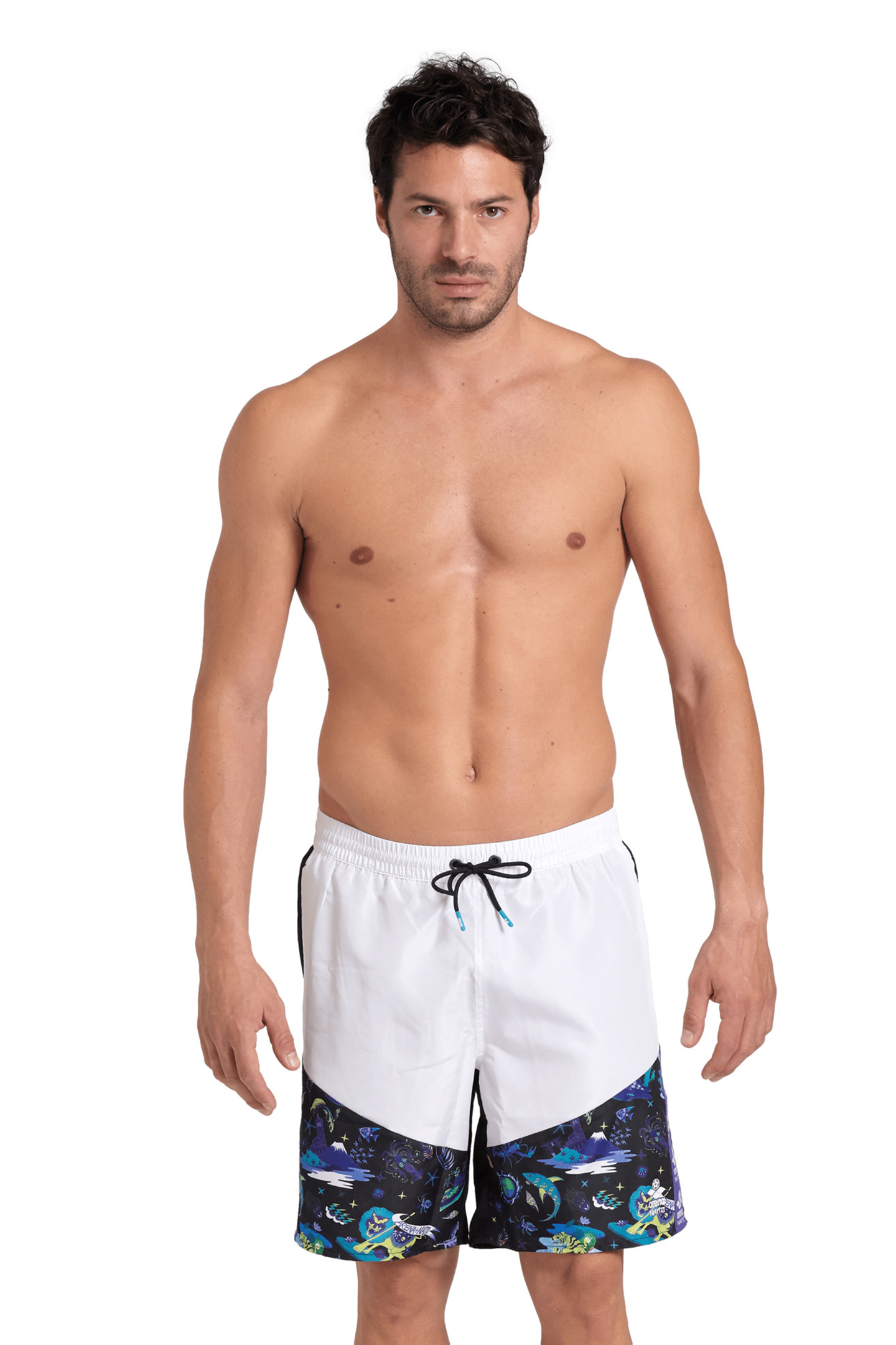 MEN'S ARENA FUN PLANET BERMUDA PANEL WHITE-BLACK-MULTI by Arena