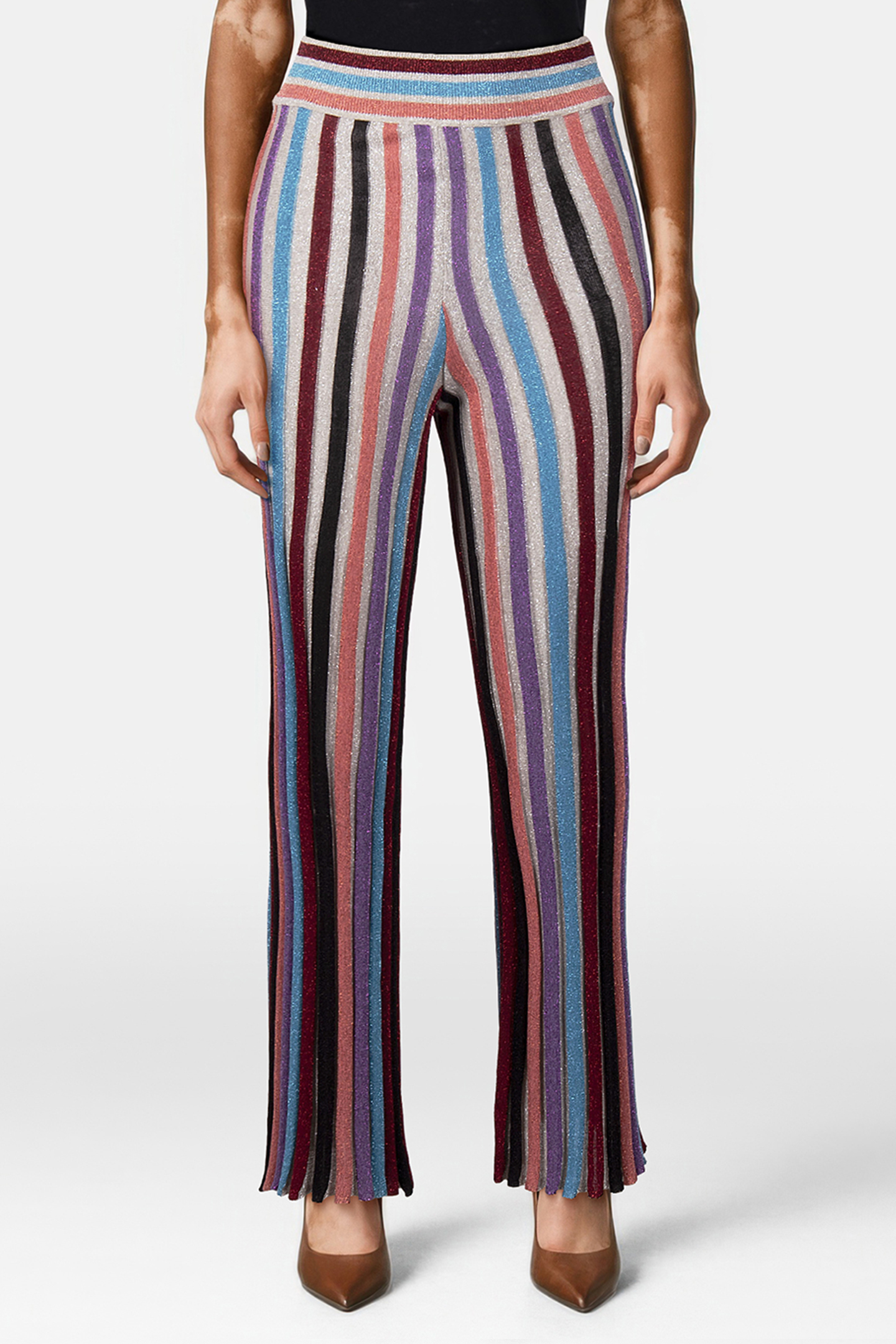 STRIPED LUREX TROUSERS WHITE 1